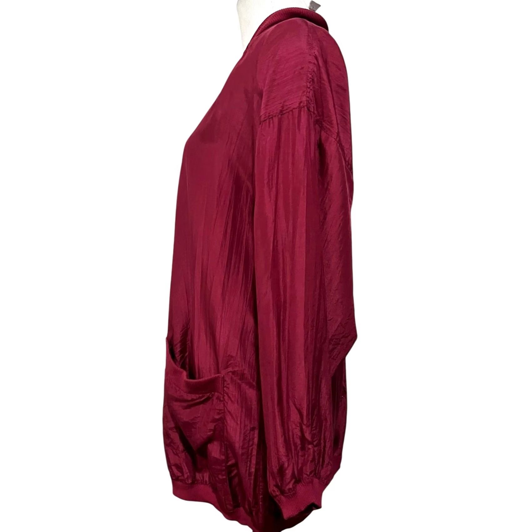 Vintage VINTAGE Adam Douglas Sport Cardigan Jacket Women's L Burgundy Silk Button Front Pockets Size L / US 10 / IT 46 - 5 Thumbnail