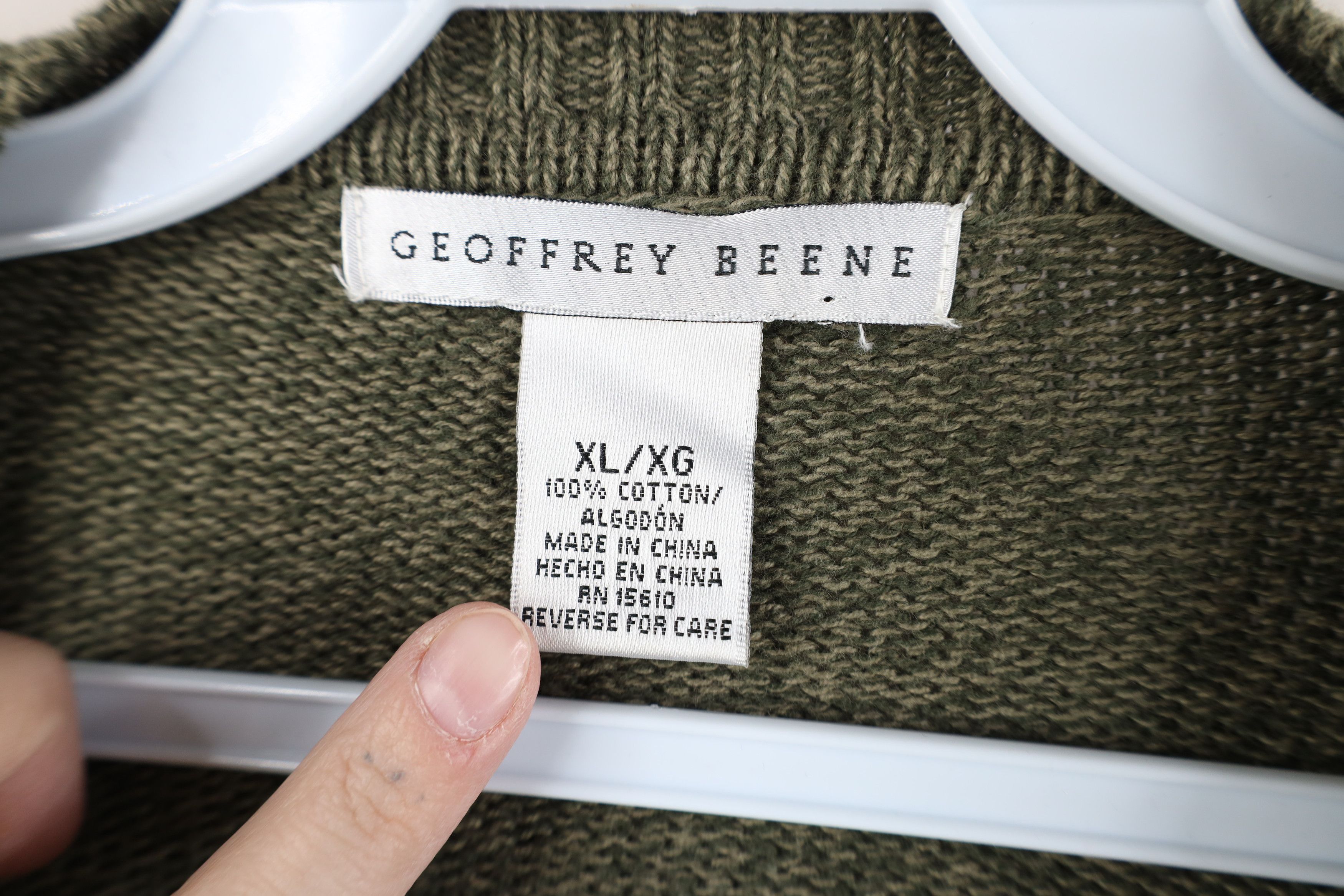 Vintage Vintage 90s Streetwear Cotton Cable Knit Sweater Green Size US XL / EU 56 / 4 - 8 Thumbnail