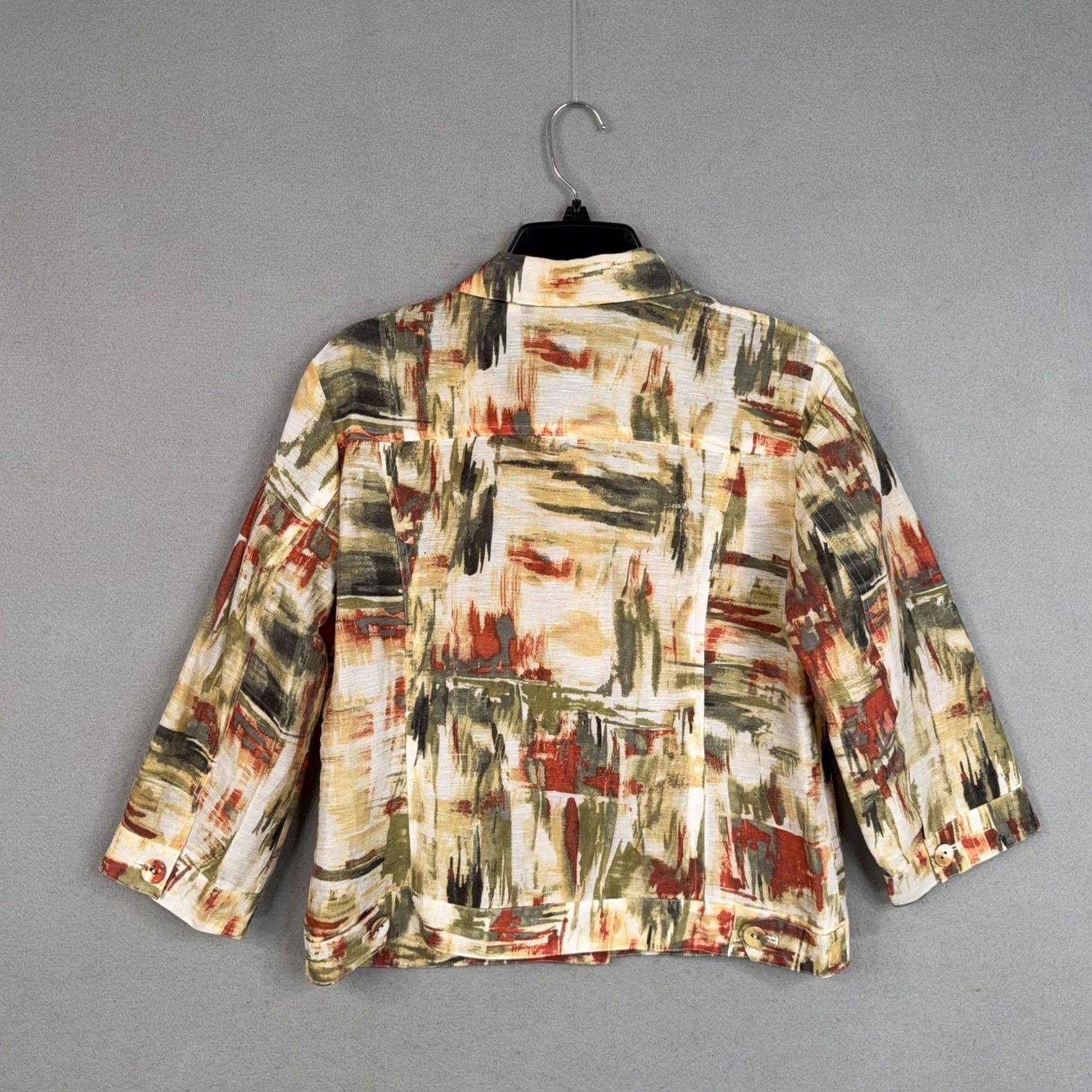 Vintage Chico'S Linen Blend Artistic Jacket Short Oversized Womens 1 Vibrant Spring Travel Size 28" / US 6 / IT 42 - 6 Thumbnail