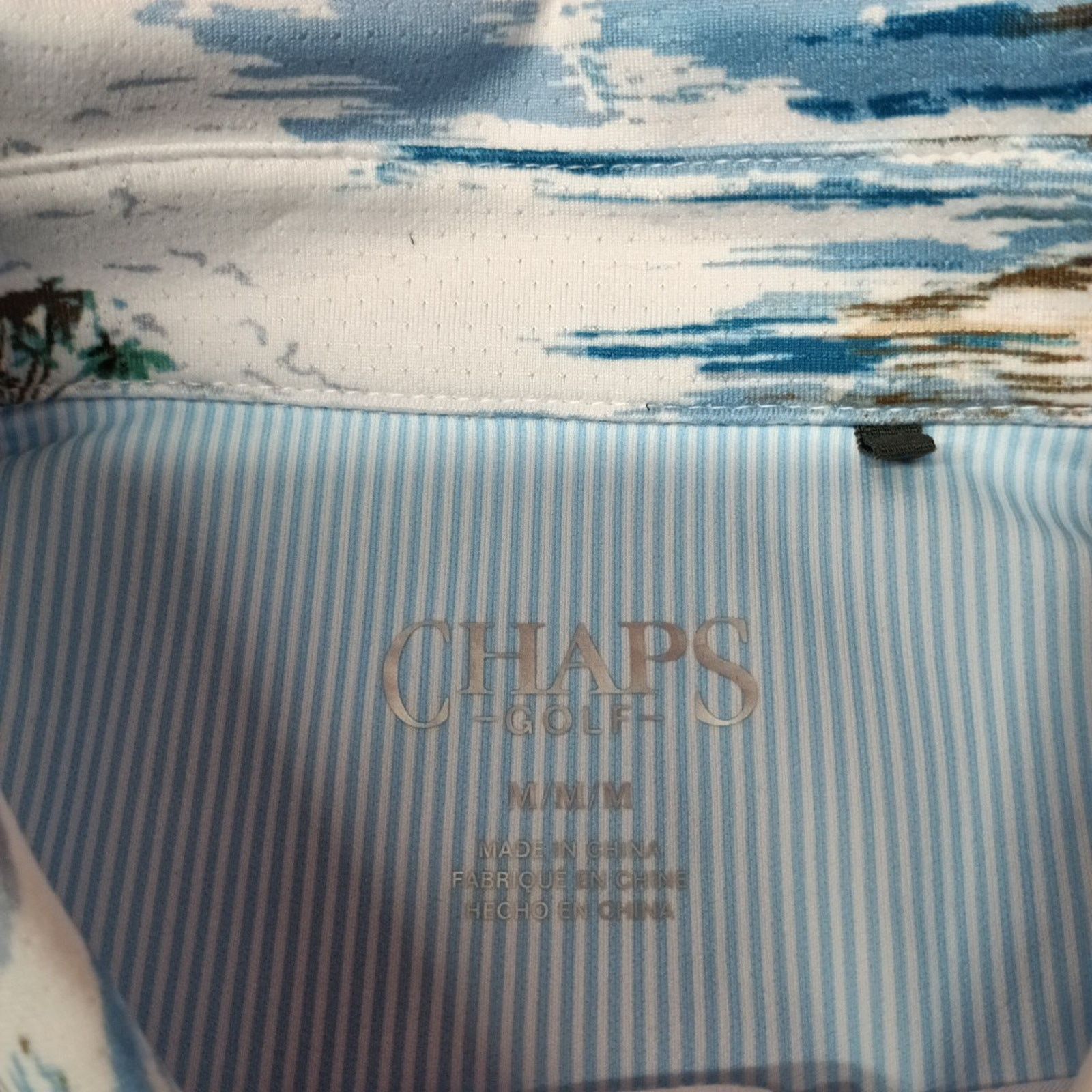 Chaps Chaps Printed Golf Polo Shirt Men's Size M White Stretch Size US M / EU 48-50 / 2 - 3 Thumbnail