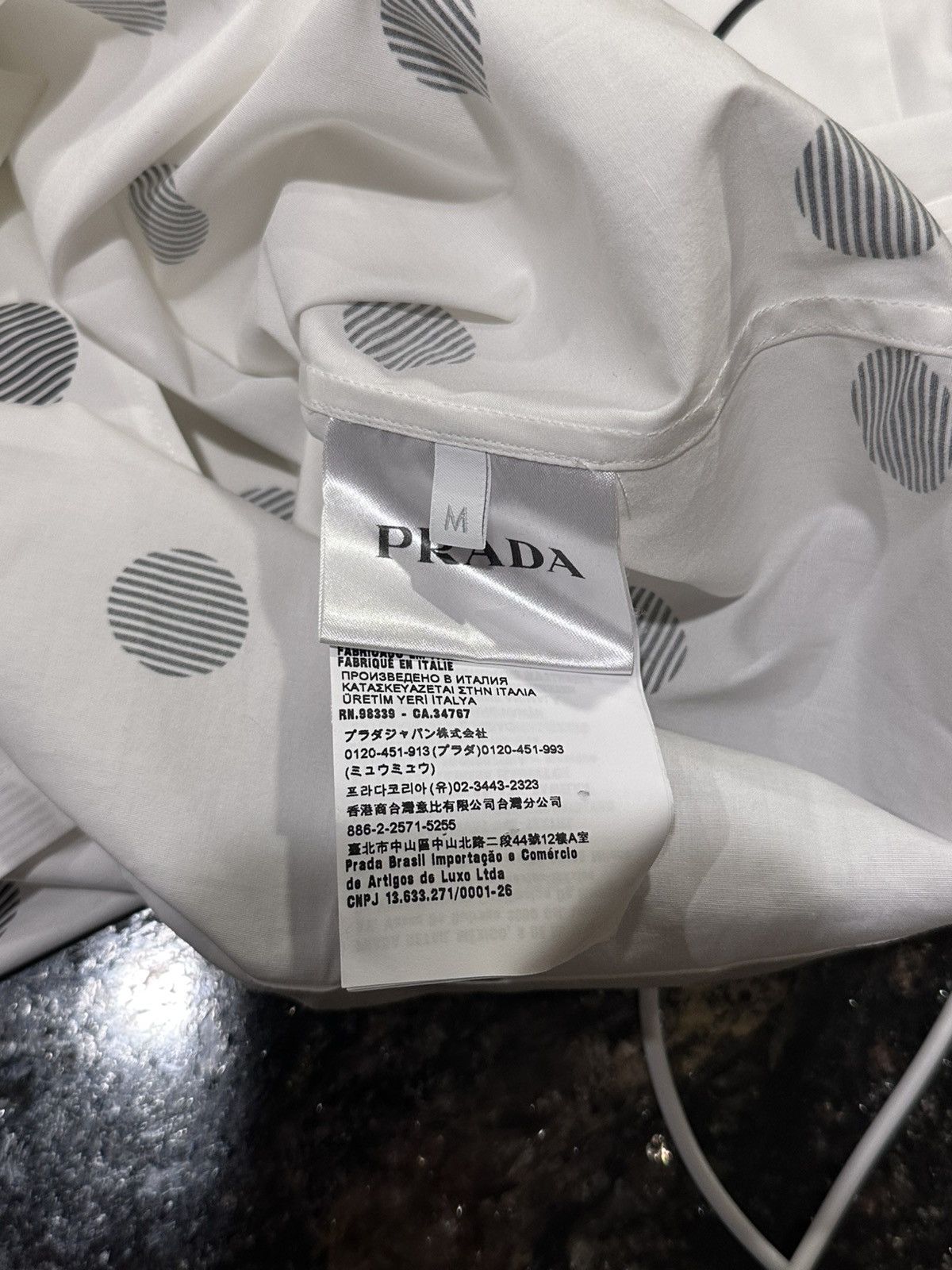 Prada Prada Polka-Dot White Triangle Logo Bowling Button Up Shirt Size US M / EU 48-50 / 2 - 12 Thumbnail