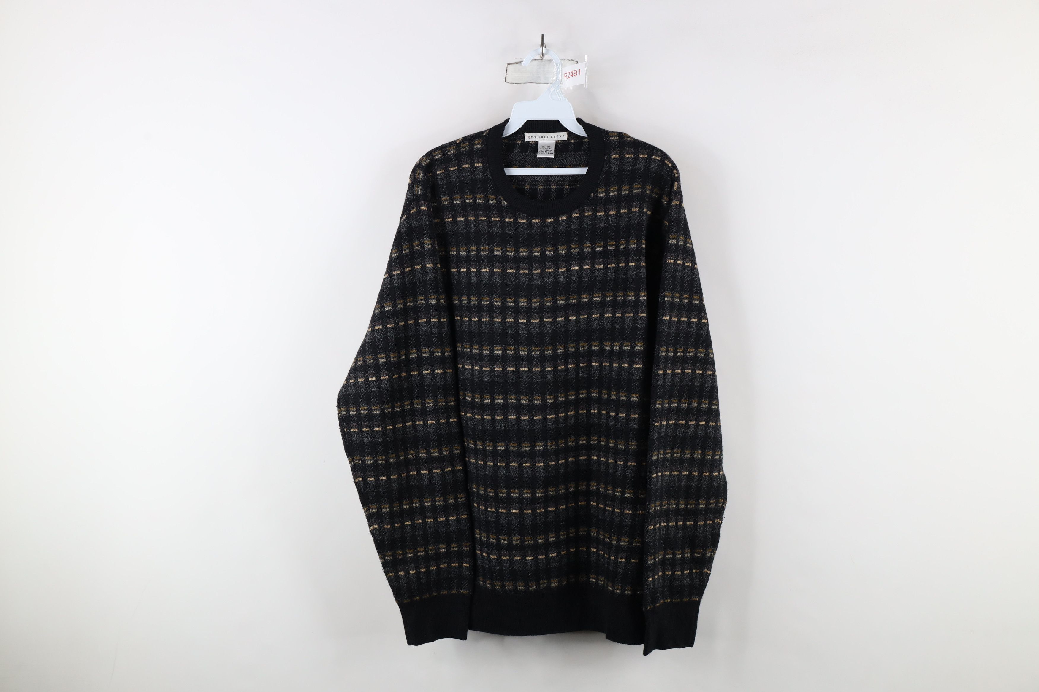 Vintage Vintage 90s Coogi Style Striped Checkered Knit Sweater Size US XL / EU 56 / 4 - 1 Thumbnail