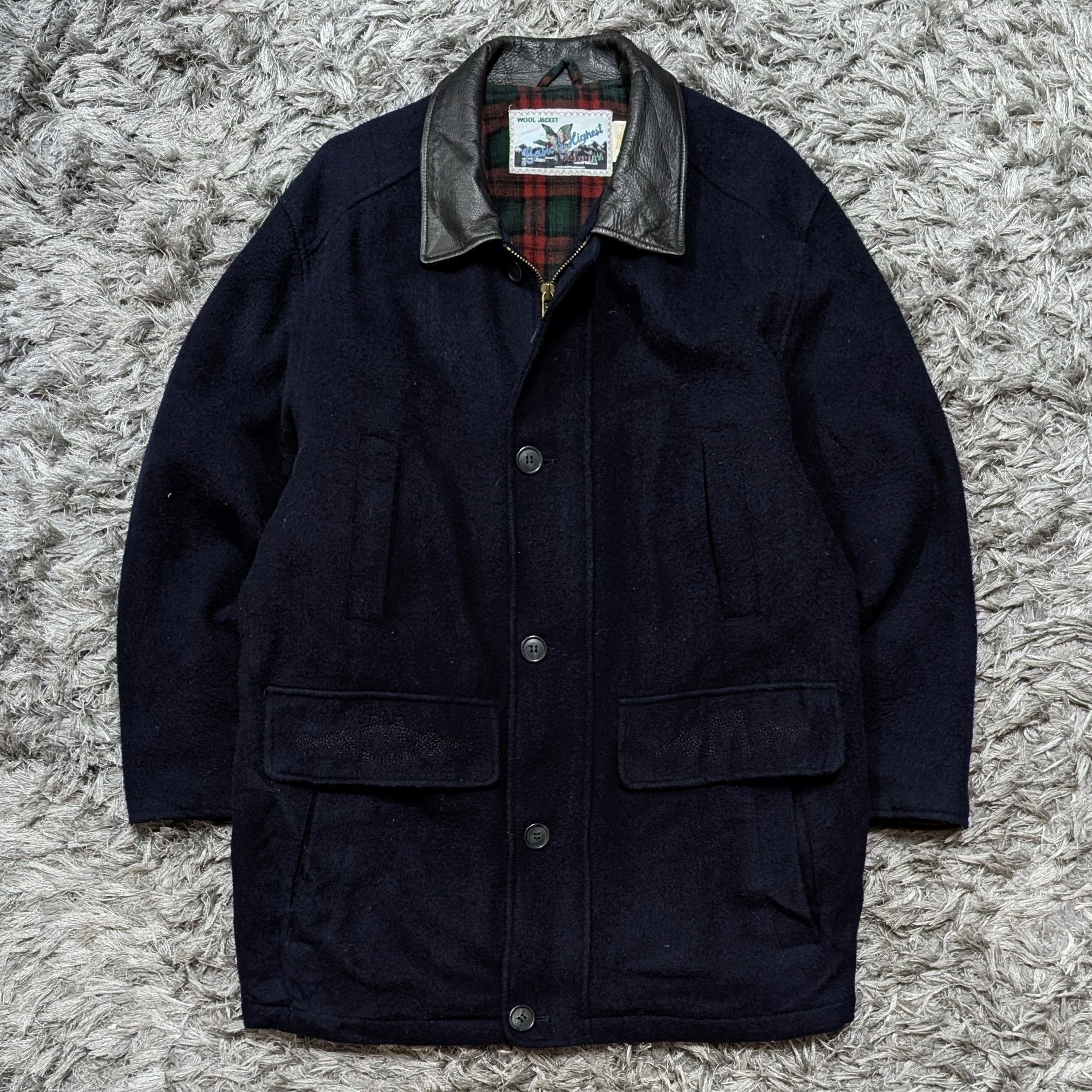 Genuine Leather Vintage Machope Wool Jacket Leather Collar Winter Coat Size US L / EU 52-54 / 3 - 1 Thumbnail