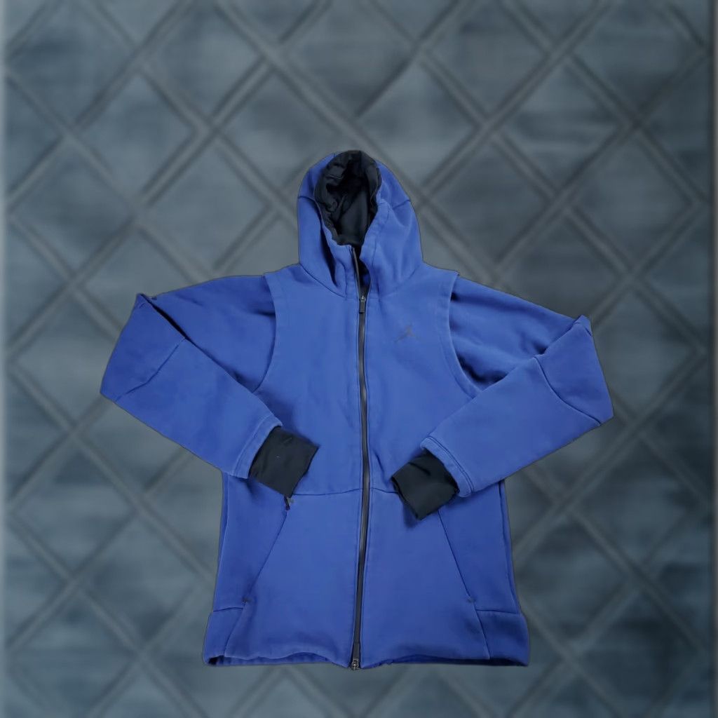 Jordan Brand Nike Air Jordan Tech Fleece Hoodie Small Mens Blue Full Zip Vented Pockets Size US S / EU 44-46 / 1 - 1 Thumbnail