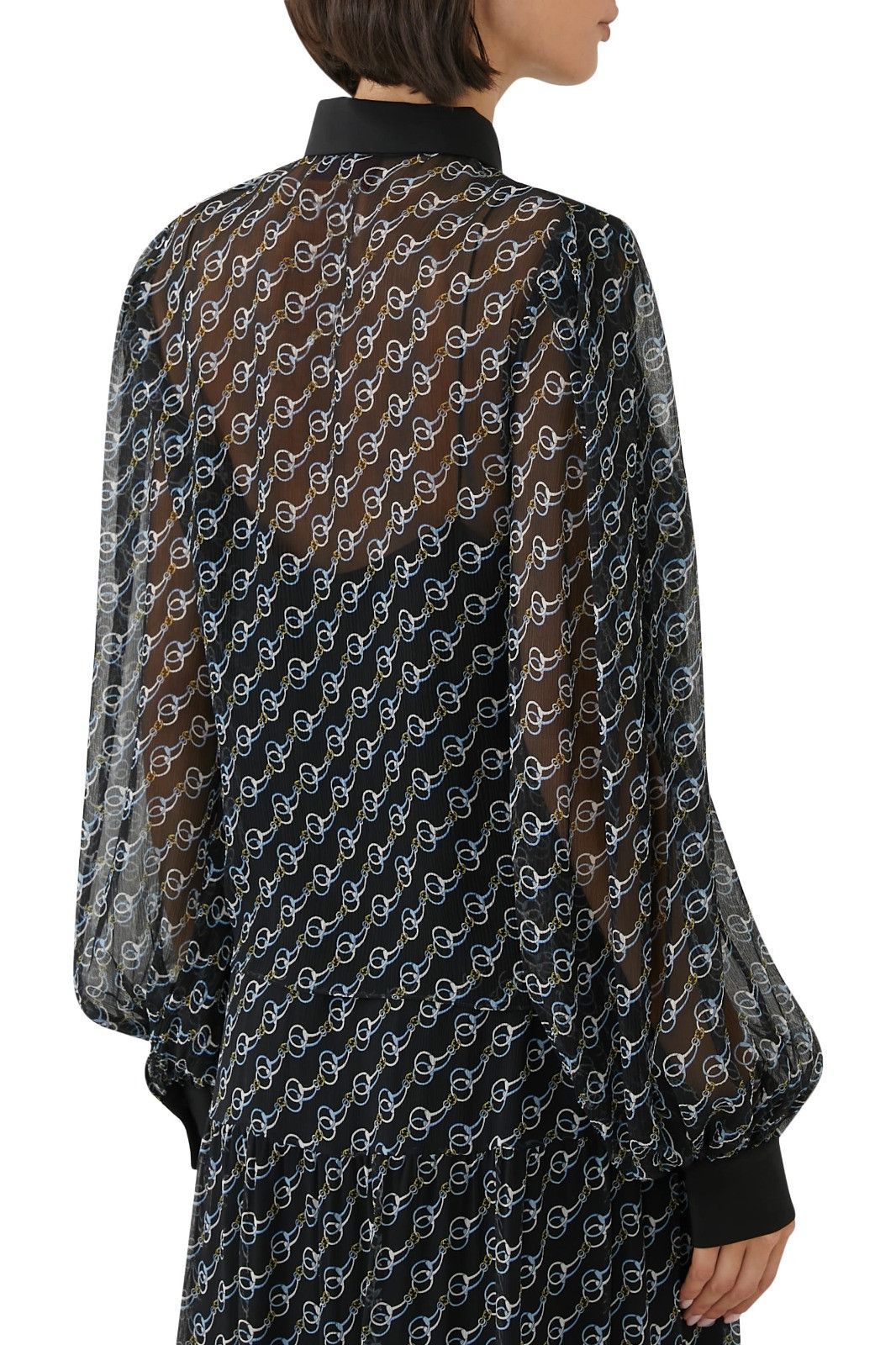 Gucci o1la5ras0526 Printed Silk Creponne Shirt in Black Size L / US 10 / IT 46 - 2 Thumbnail