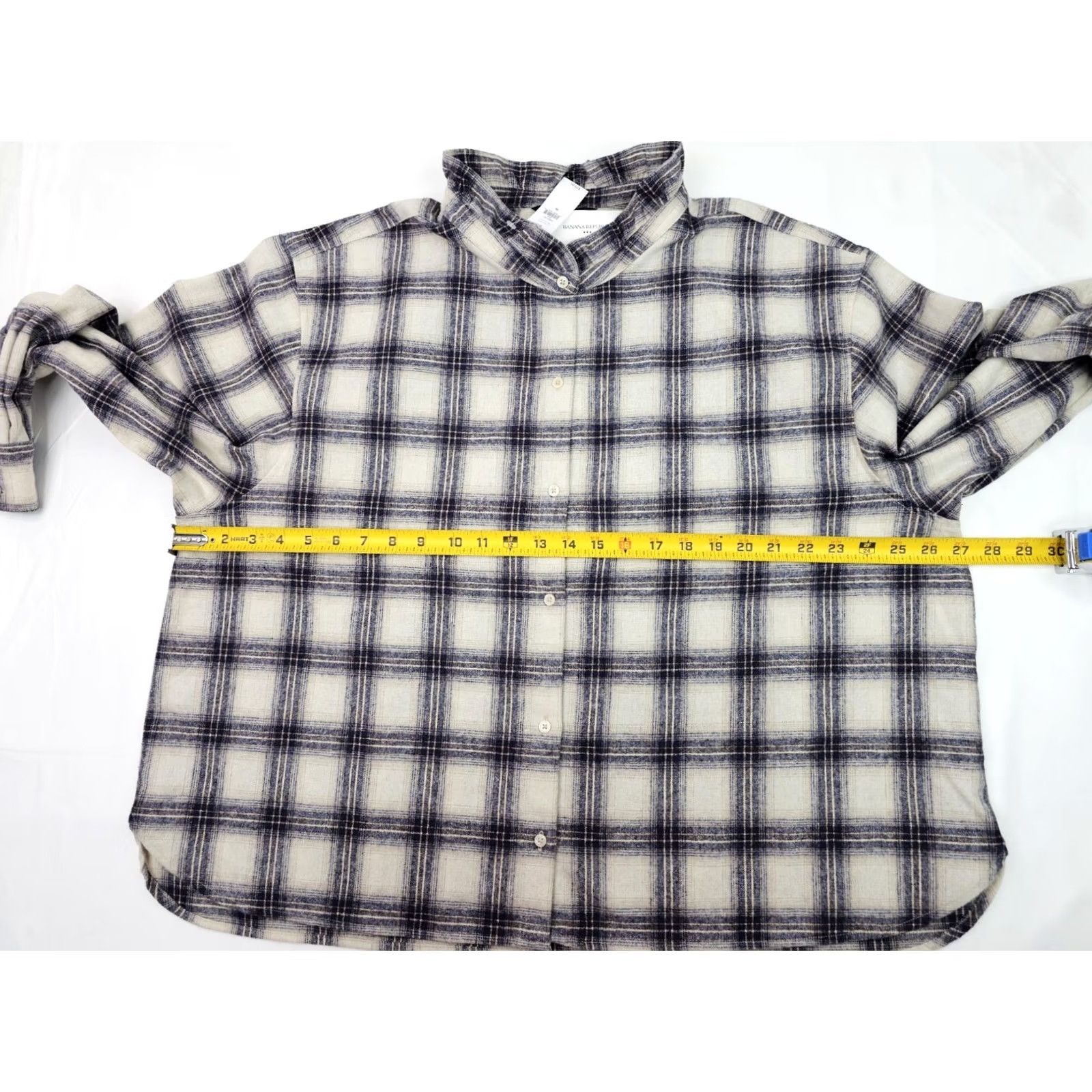 Banana Republic Banana Republic Wool Blend Plaid Flannel Button Shirt Women XL Natural Beige NWT Size XL / US 12-14 / IT 48-50 - 6 Thumbnail