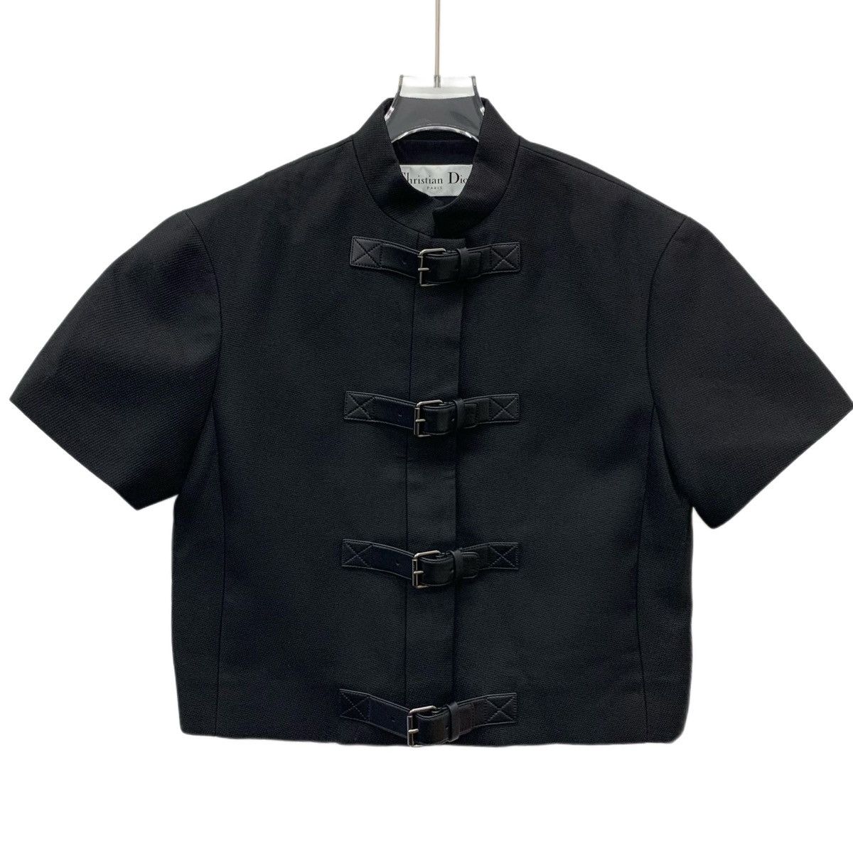 Dior Dior Black Leather Buckle Design Wool Short Sleeve Top K26WX Size M / US 6-8 / IT 42-44 - 1 Thumbnail
