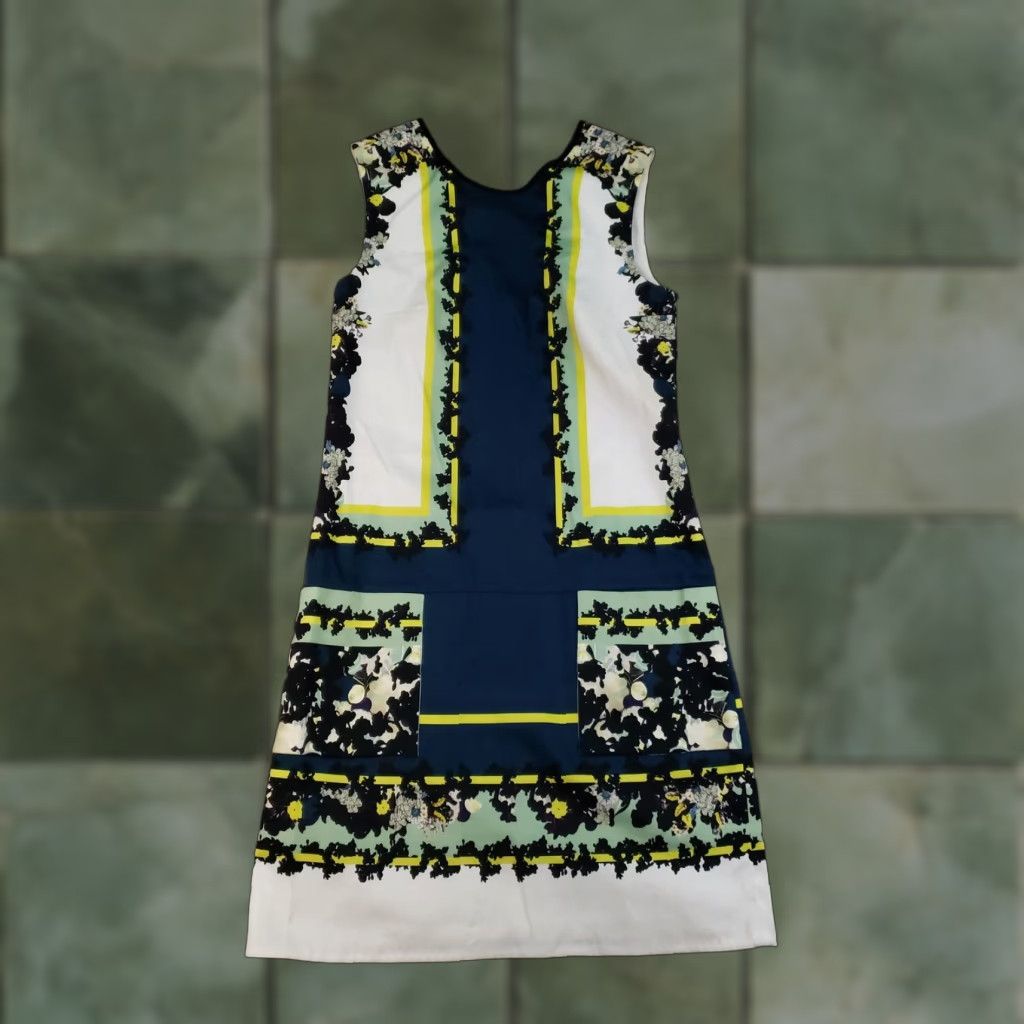 Erdem Erdem Floral Print Sheath Dress Womens Size 4 Blue Sleeveless Knee Length Silk Lined Pockets Size S / US 4 / IT 40 - 1 Thumbnail