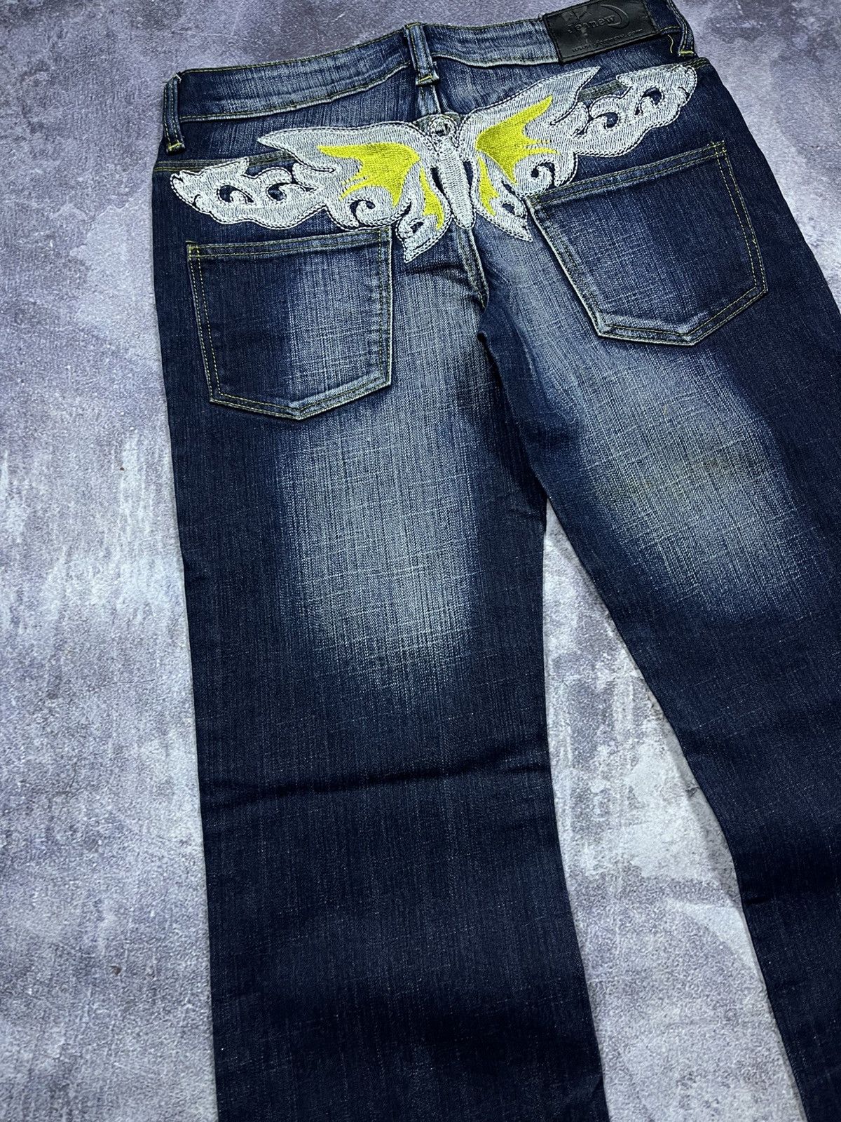 Vintage Vintage Y2K Flared Butterfly Jeans Denim 2000s Streetwear Size 29" - 3 Thumbnail