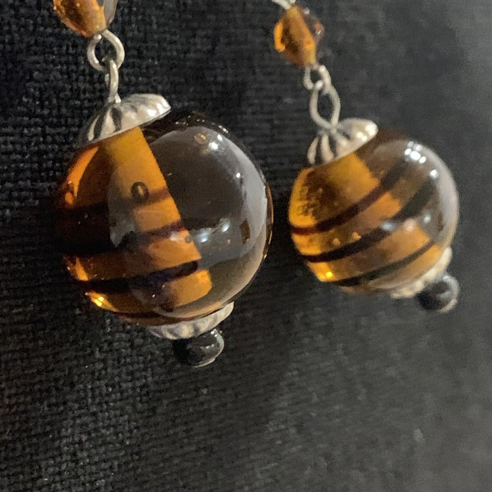 The Unbranded Brand Orange Glass Lampwork Drop Dangle Beads Vintage Handmade Size ONE SIZE - 2 Thumbnail