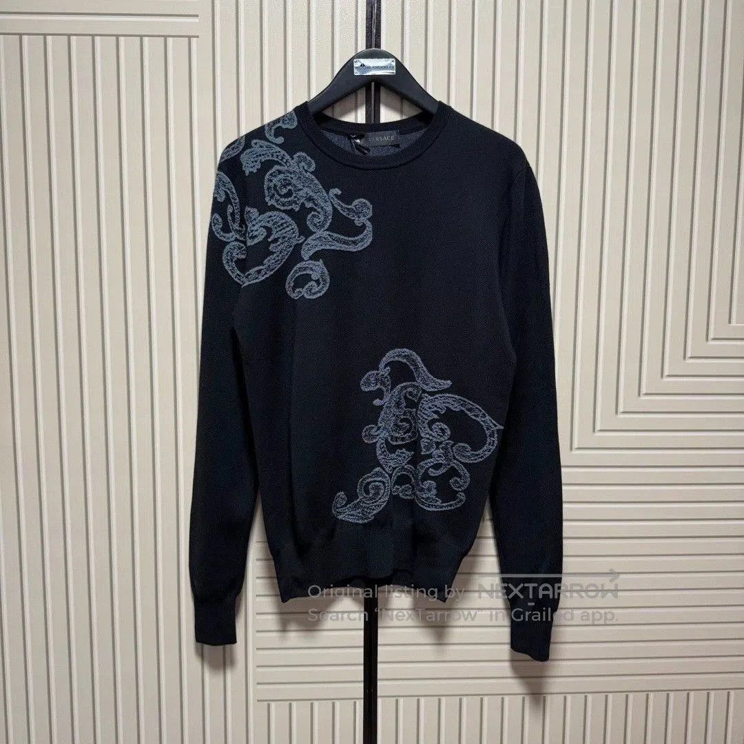 Versace versace men's wool sweater with baroque embroidery. Size US L / EU 52-54 / 3 - 1 Thumbnail
