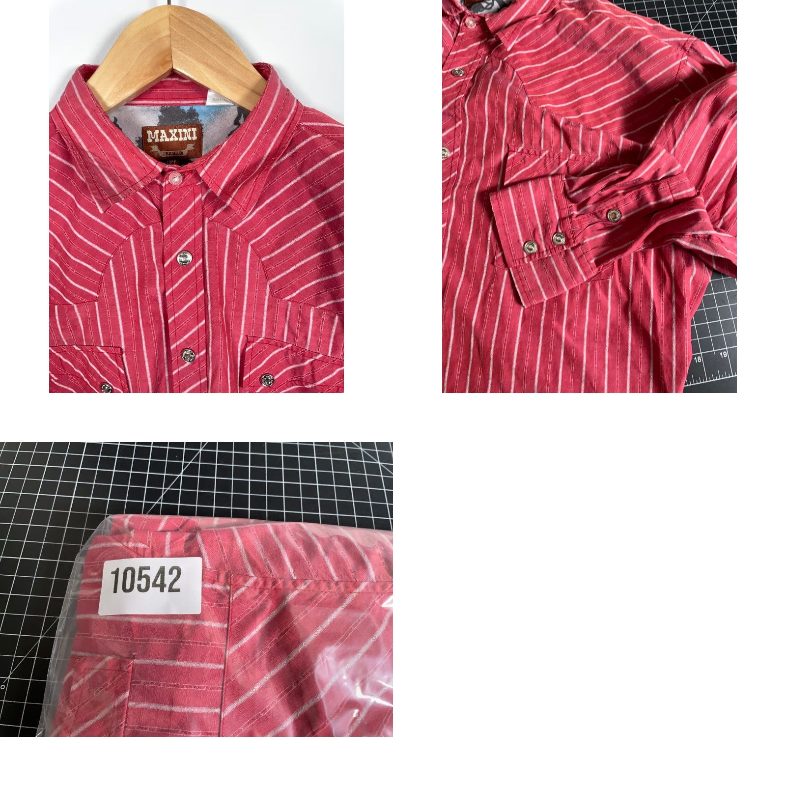 Vintage Maxini Western Shirt Men XL Red Stripe Snap Buttons Rockabilly Cowboy Size US XL / EU 56 / 4 - 9 Thumbnail