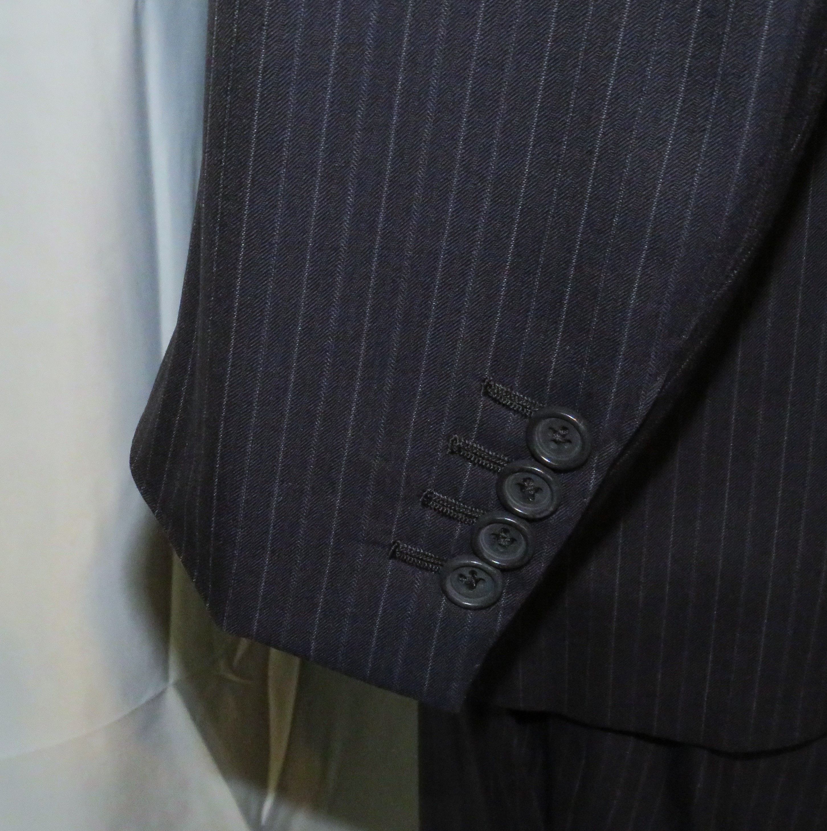 Kiton Super 180 Navy Striped Hand Made Three Button Suit 46S Size 46S - 9 Thumbnail