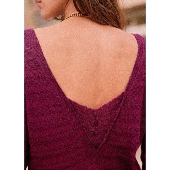 Sezane La Maille Sezane Purple Cotton Cable Knit Sweater Pullover Size M / US 6-8 / IT 42-44 - 5 Thumbnail