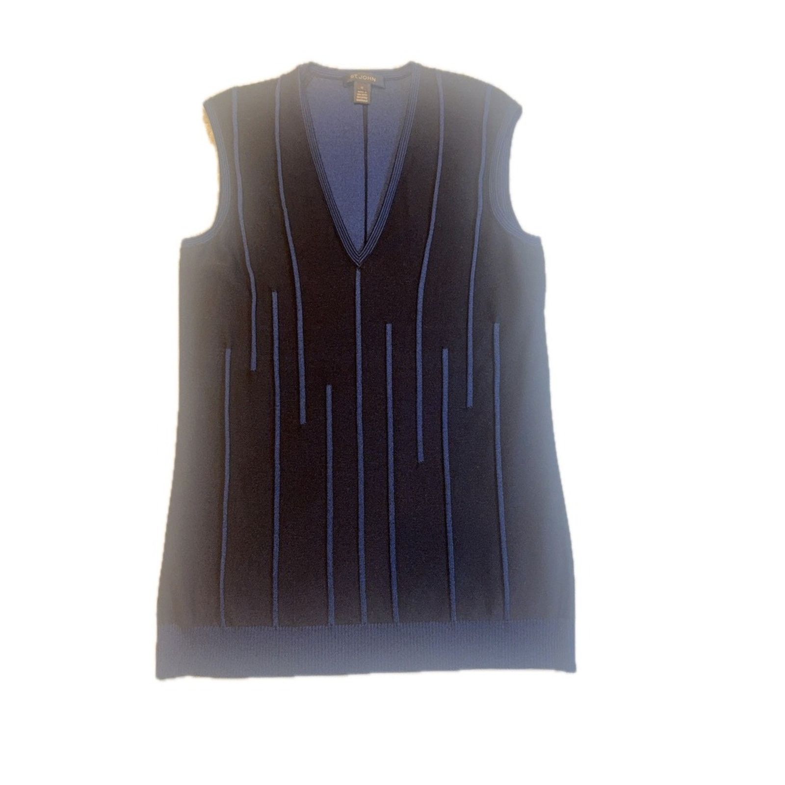 St. John St. John Sleeveless Sweater Blue Black Knit Top Designer M Size M / US 6-8 / IT 42-44 - 1 Thumbnail