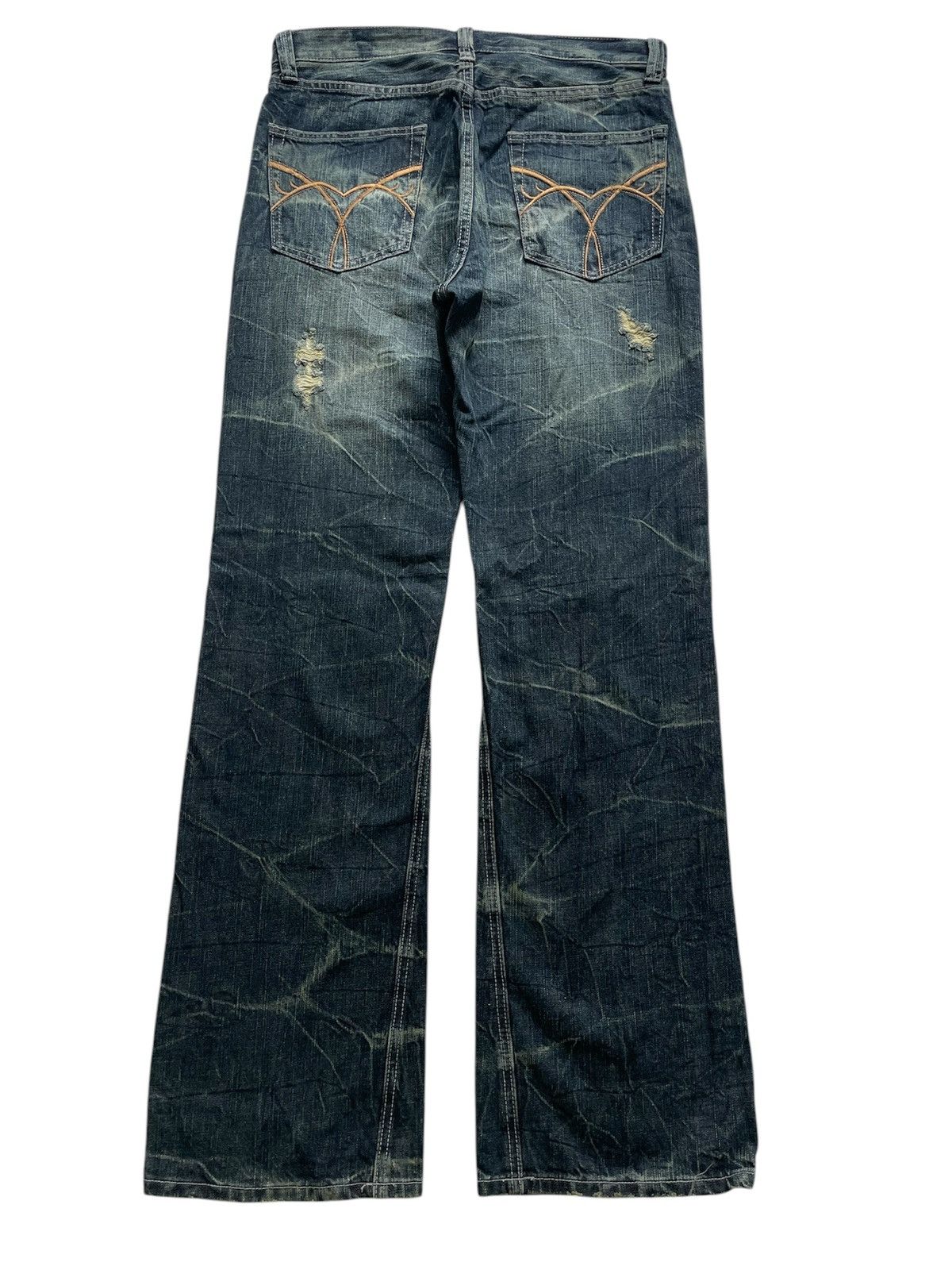 If Six Was Nine × Japanese Brand × Le Grande Bleu (L.G.B.) Rare Vintage Japanese Brand Crash&Repair Flare Jeans Size US 33 - 2 Thumbnail