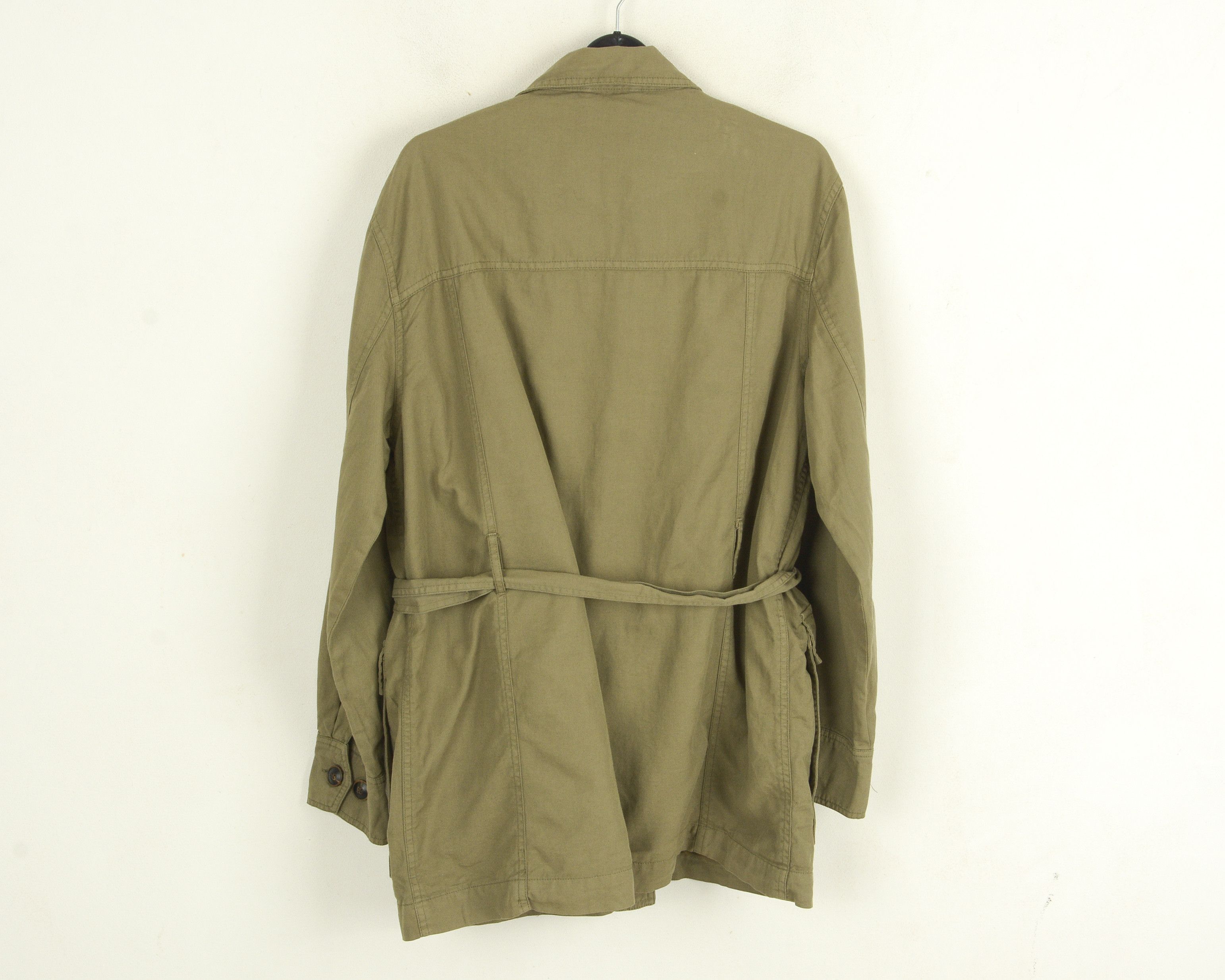 Pepe Jeans Talla Grande Women L Jacket Coat Cotton Khaki Belted Trench Size L / US 10 / IT 46 - 3 Thumbnail