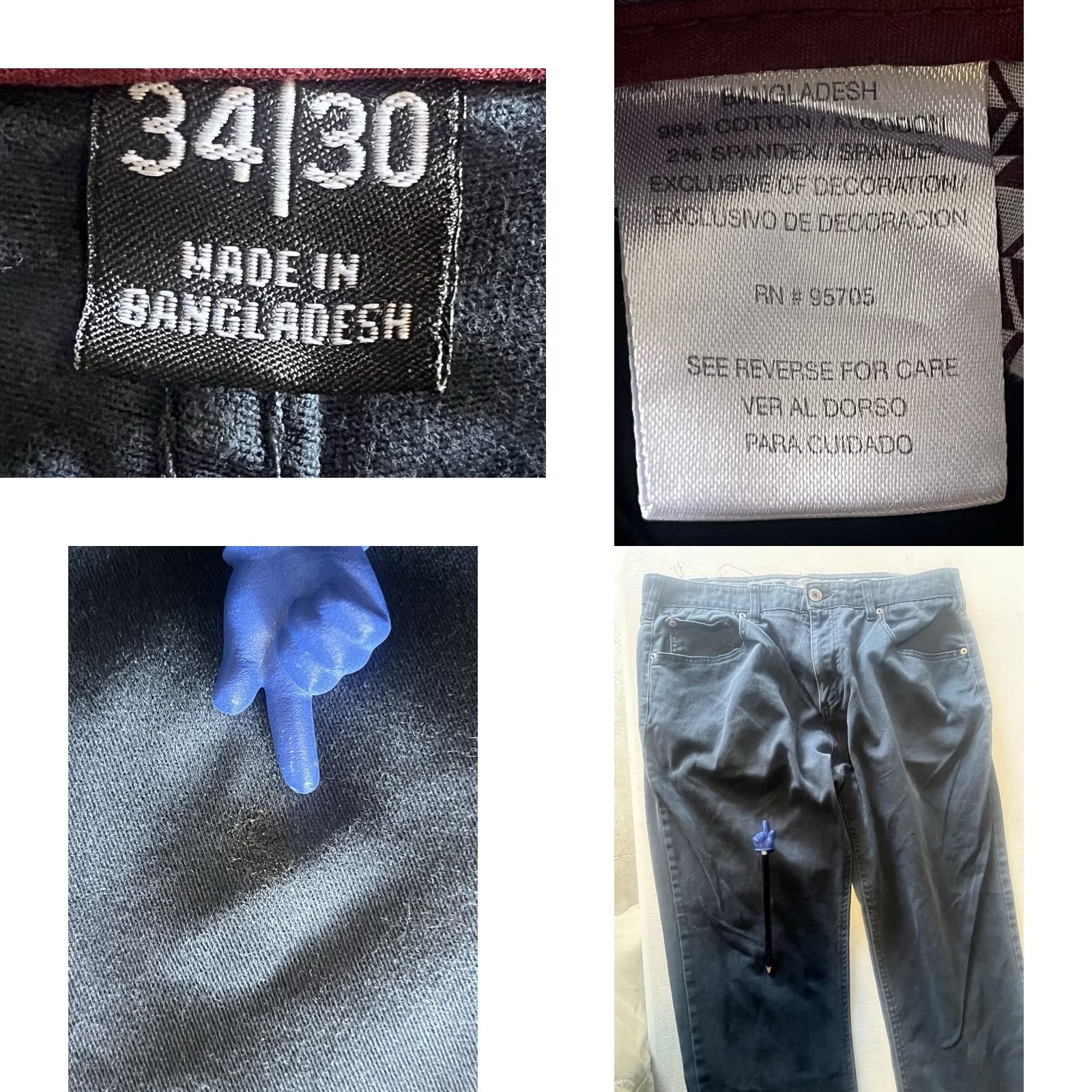 Vintage Iron Co. Chino Pants Mens Size 34x30 Midnight Blue Stretch Size US 34 / EU 50 - 8 Thumbnail