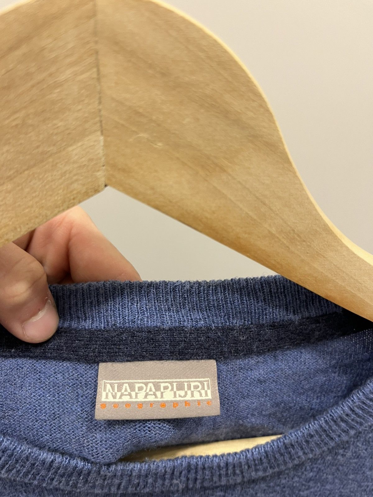 Vintage Vintage Napapijri Sweater Wool Small logo Blue Knit Casual Size US S / EU 44-46 / 1 - 4 Thumbnail