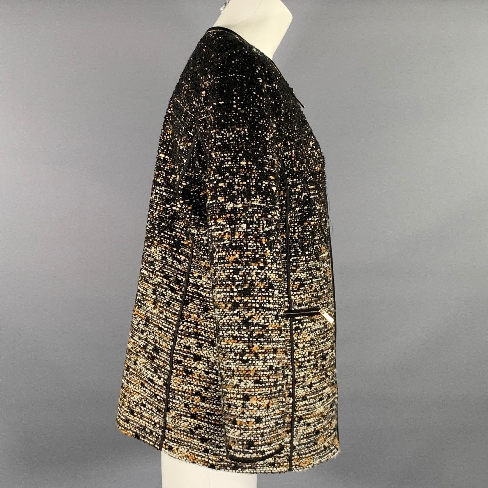 Lafayette 148 LAFAYETTE 148 Size M Black Gold Tweed Nehru Collar Jacket Size M / US 6-8 / IT 42-44 - 3 Thumbnail