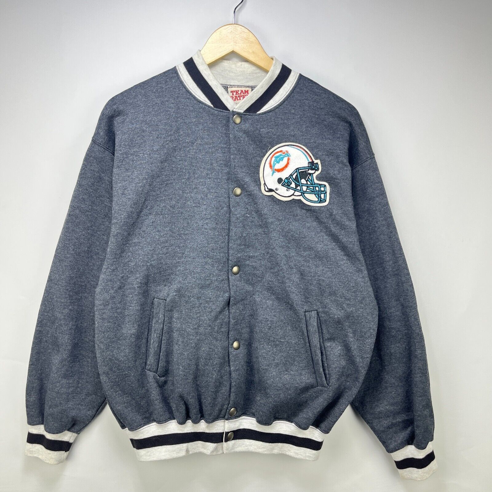 Vintage Vintage 90s Miami Dolphins Varsity Style Jacket Sweat Medium Size US M / EU 48-50 / 2 - 1 Thumbnail