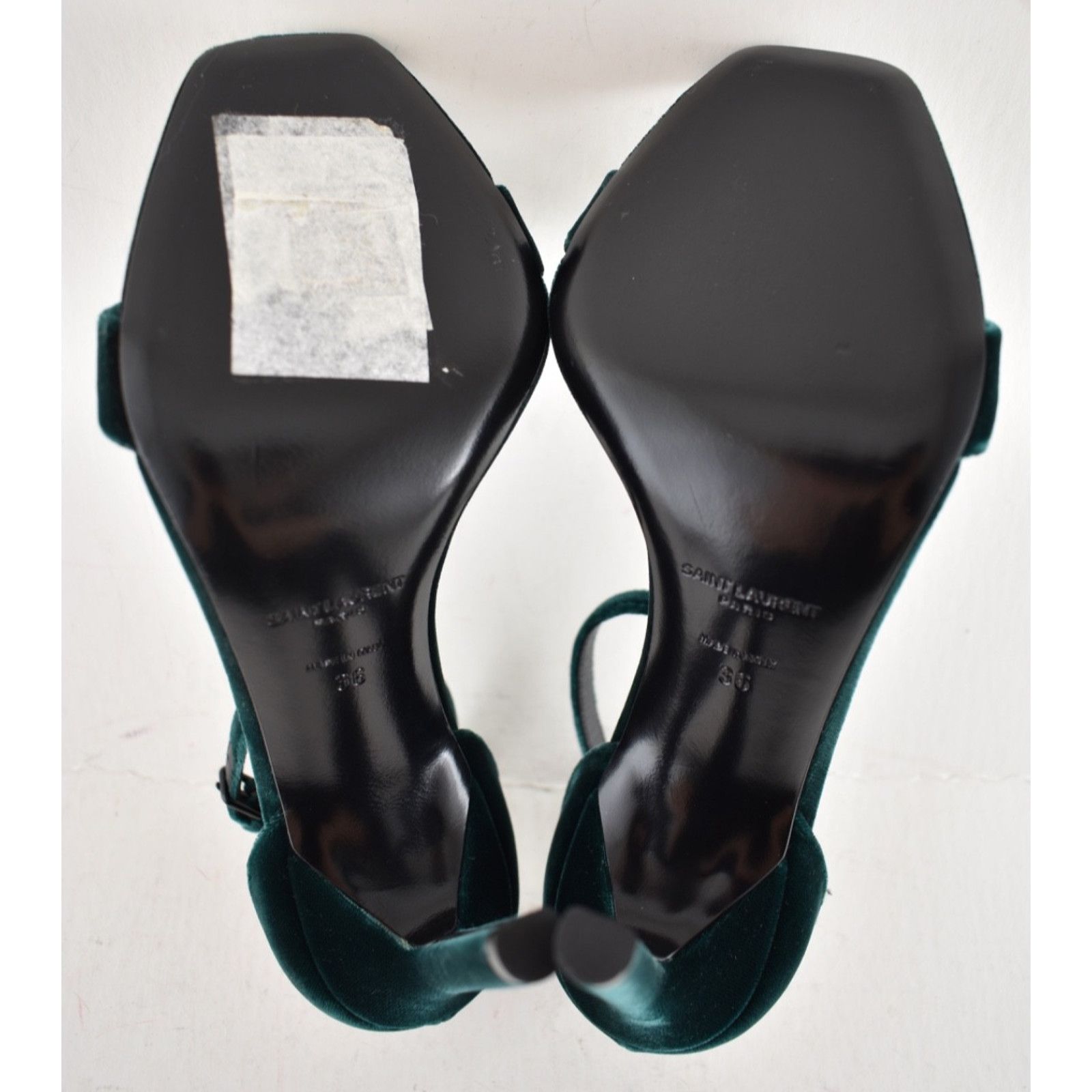 Yves Saint Laurent Saint Laurent Amber 105 Malachite Green Velvet Ankle Strap Size US 6 / IT 36 - 14 Thumbnail