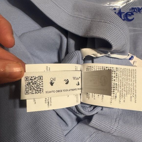 Off-White Off-White Stretch Cotton Logo Tan Blue L Size US L / EU 52-54 / 3 - 10 Thumbnail