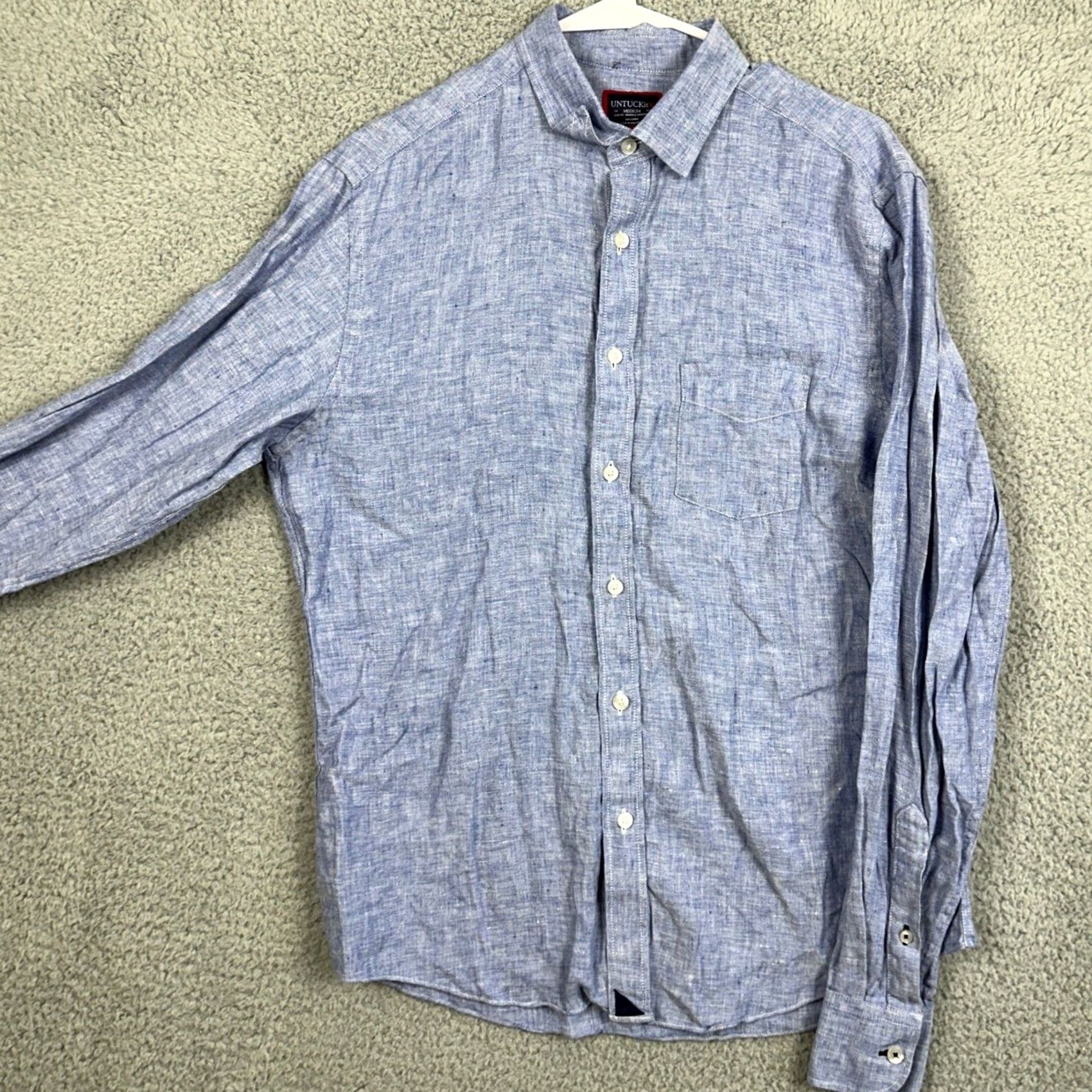 UNTUCKit UNTUCKit Button-Up Shirt 100% Linen Mens Medium Blue Long Sleeve Outdoor Casual Shirt Mens Measurements 41x27 Breathable Collared Navy/Blue Size US M / EU 48-50 / 2 - 2 Thumbnail