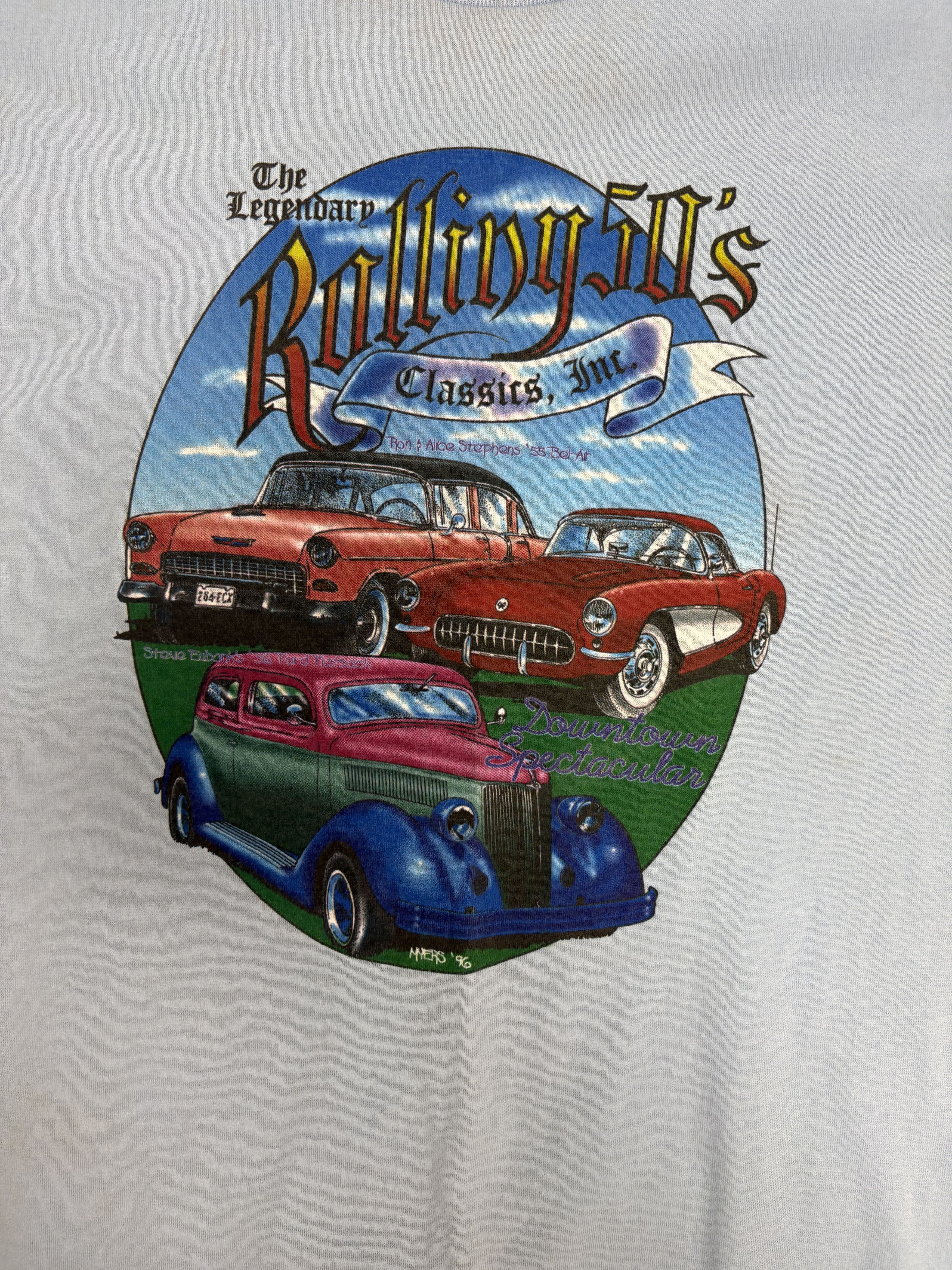 Vintage The Legendary Rolling 50's Vintage Blue T-Shirt Tee Size US XL / EU 56 / 4 - 2 Thumbnail