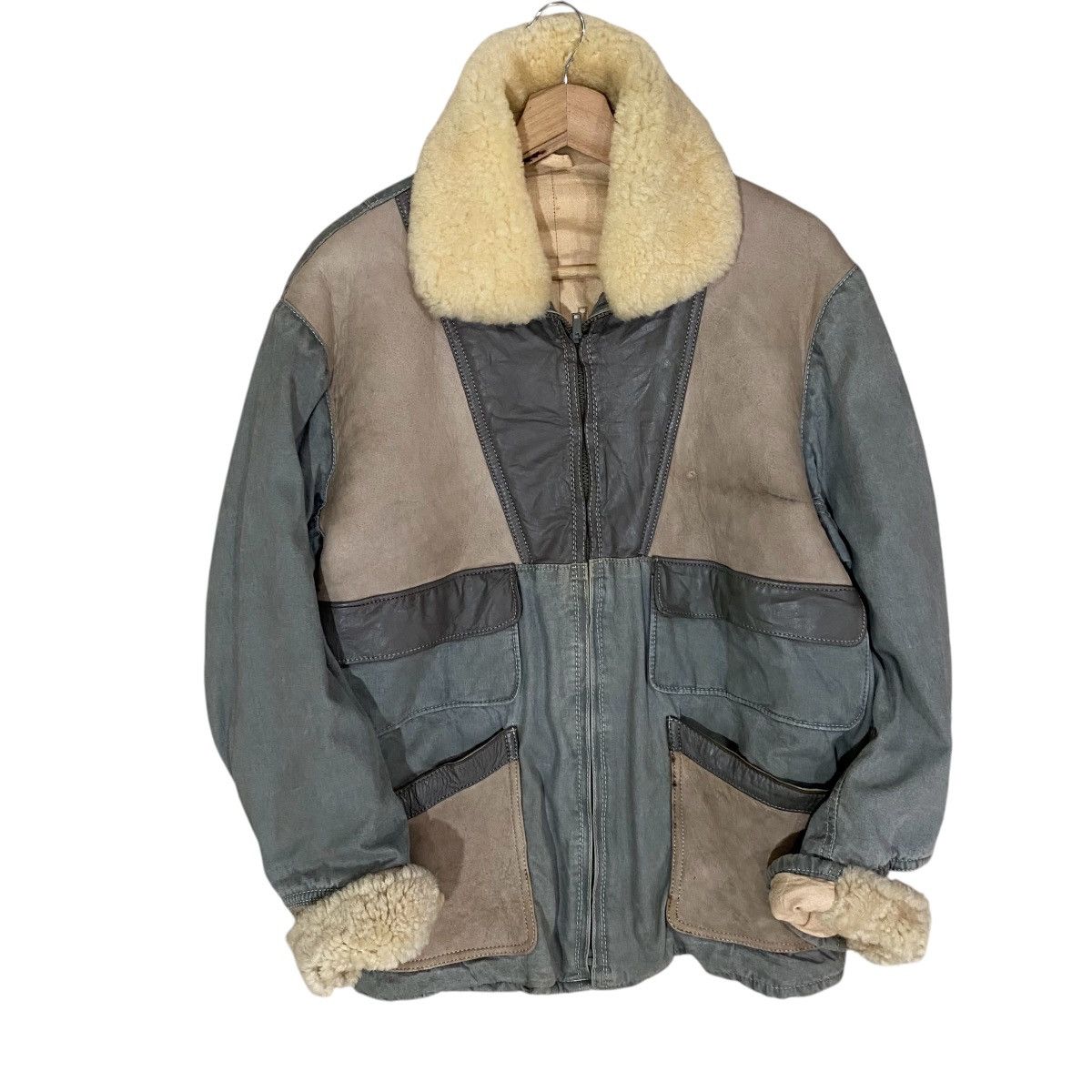 Vintage 🔥VINTAGE LAMBSKIN PATCHWORK SHEARLING LEATHER PART JACKET Size US L / EU 52-54 / 3 - 3 Thumbnail