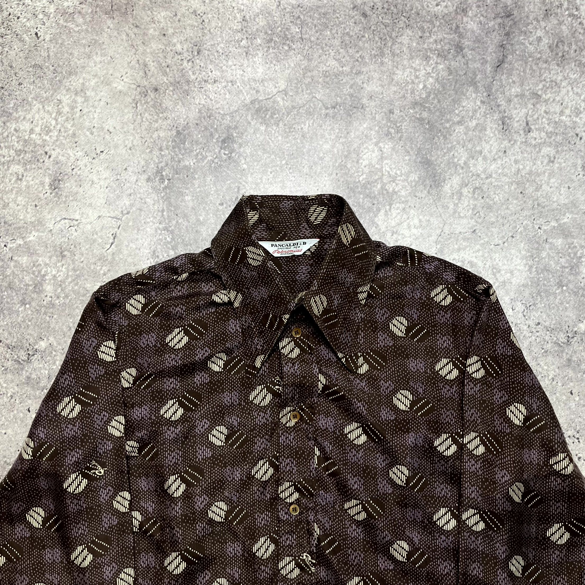 Vintage Vintage Pancaldi Brown Geometric Pattern Shirt Size M Size US M / EU 48-50 / 2 - 4 Thumbnail