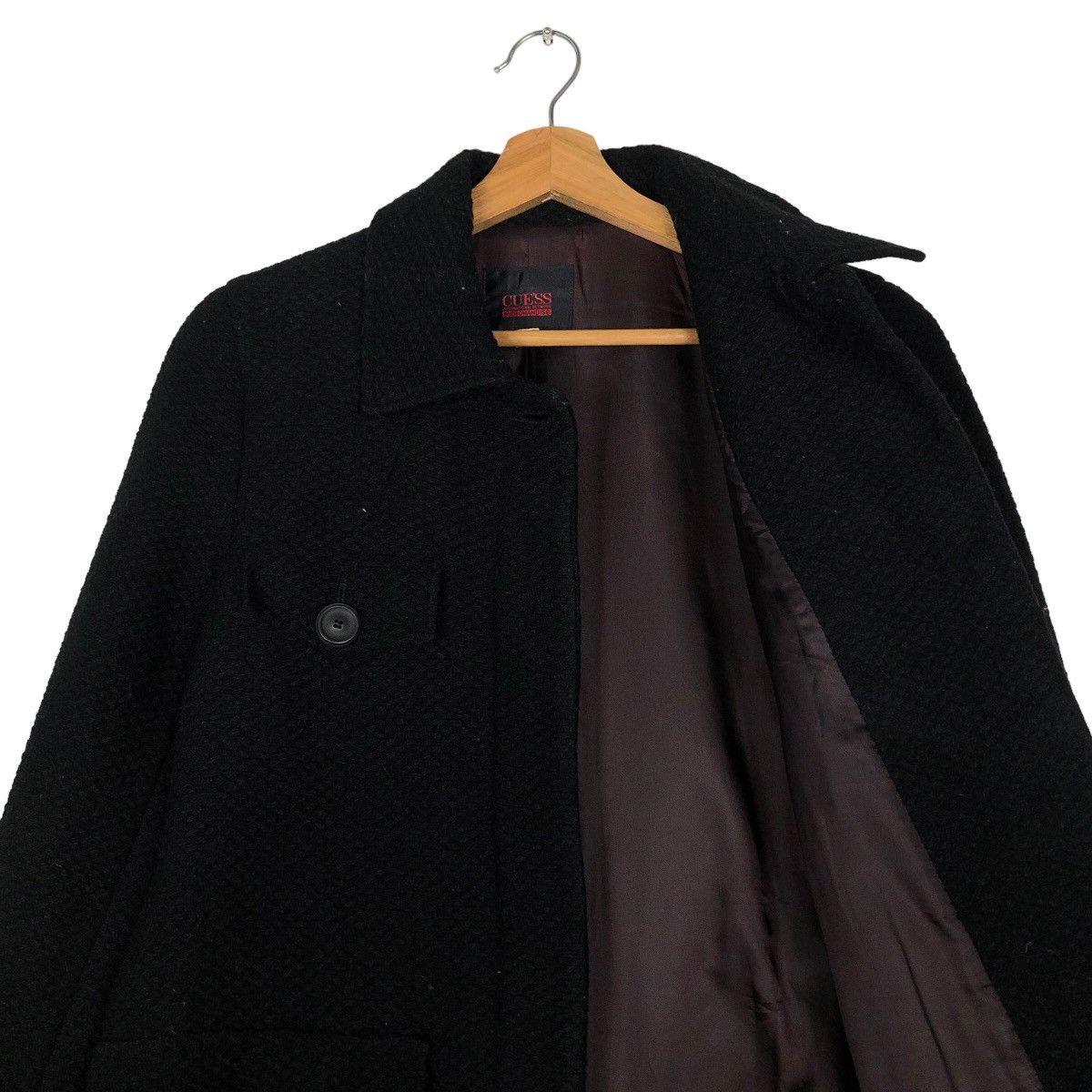 Japanese Brand 🔥Rich Black Long Jacket Wool Herringbone Guess Italy Size US S / EU 44-46 / 1 - 11 Thumbnail