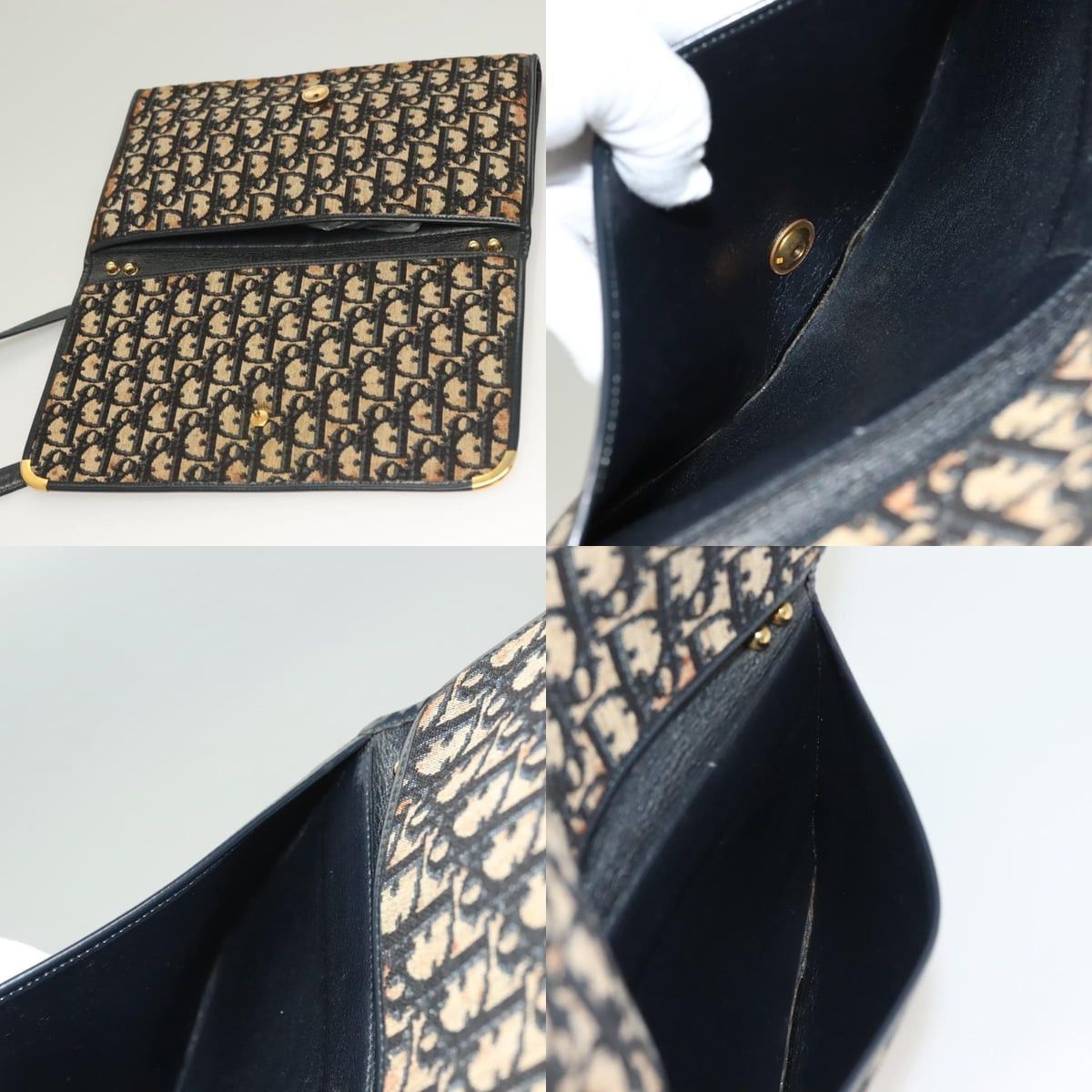 Dior DIOR Trotter Canvas Shoulder Bag Navy Gold Size ONE SIZE - 11 Thumbnail