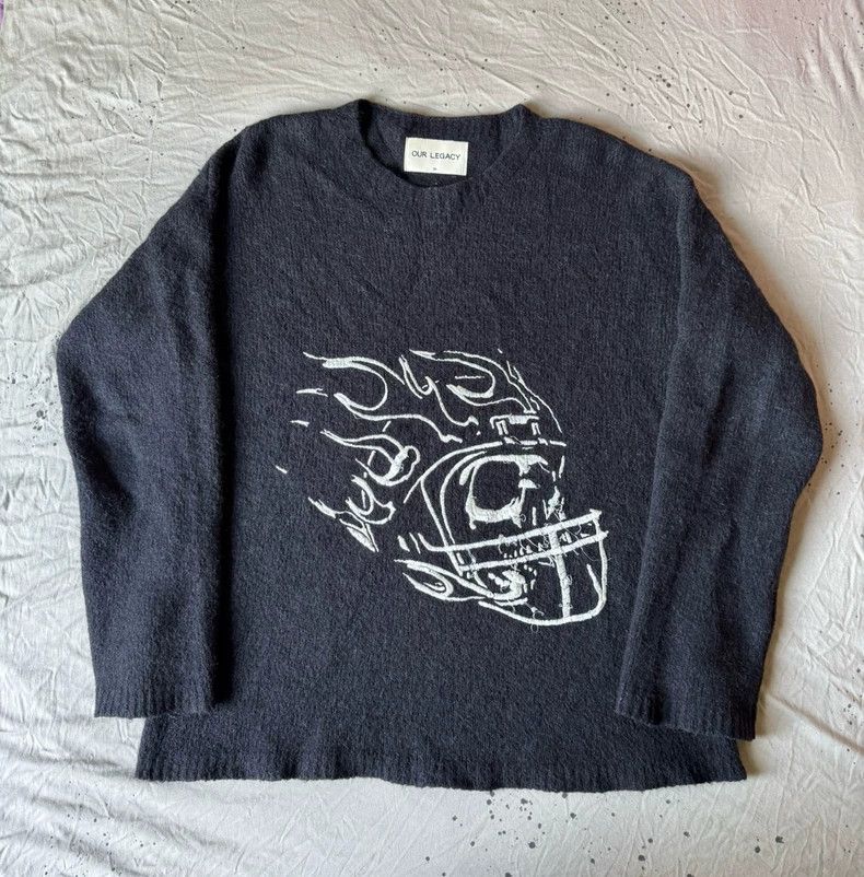 Our Legacy our legacy Alpaca wool football skull wool sweater 2503-Nex Size US M / EU 48-50 / 2 - 1 Thumbnail