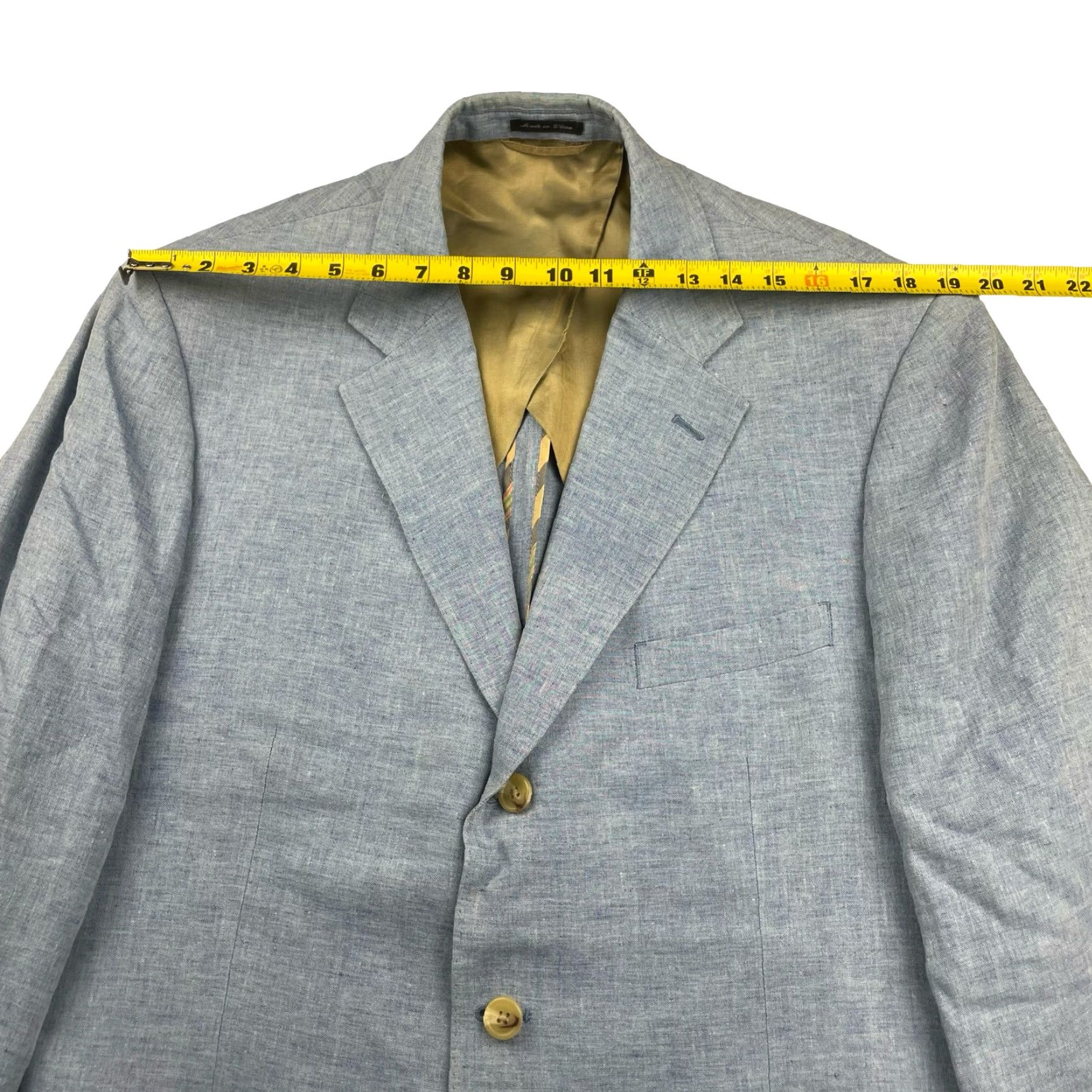 Vintage Ibiza Men's 100% Linen 2-Button Blazer Blue 44R US Size 44R - 7 Thumbnail