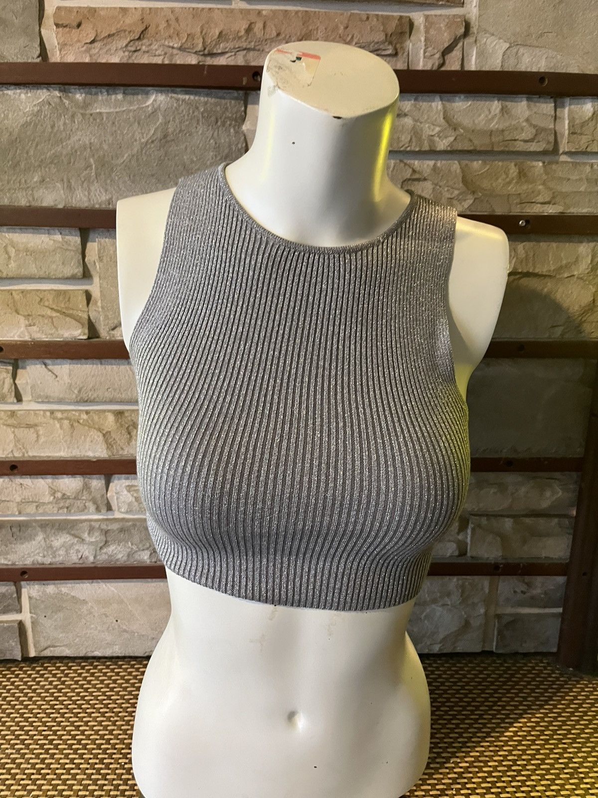 Zara Zara Ribbed Grey Cropped Shirt Size Small Size S / US 4 / IT 40 - 1 Thumbnail