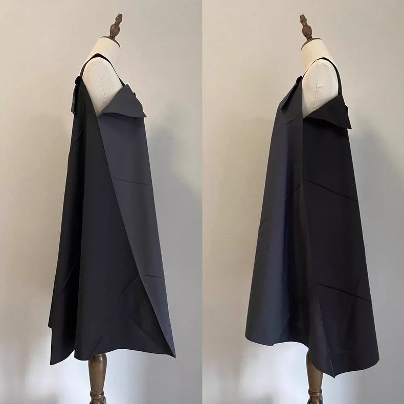 Issey Miyake Issey Miyake size:3 A dark grey-black color-blocked dress Size XS / US 0-2 / IT 36-38 - 5 Thumbnail