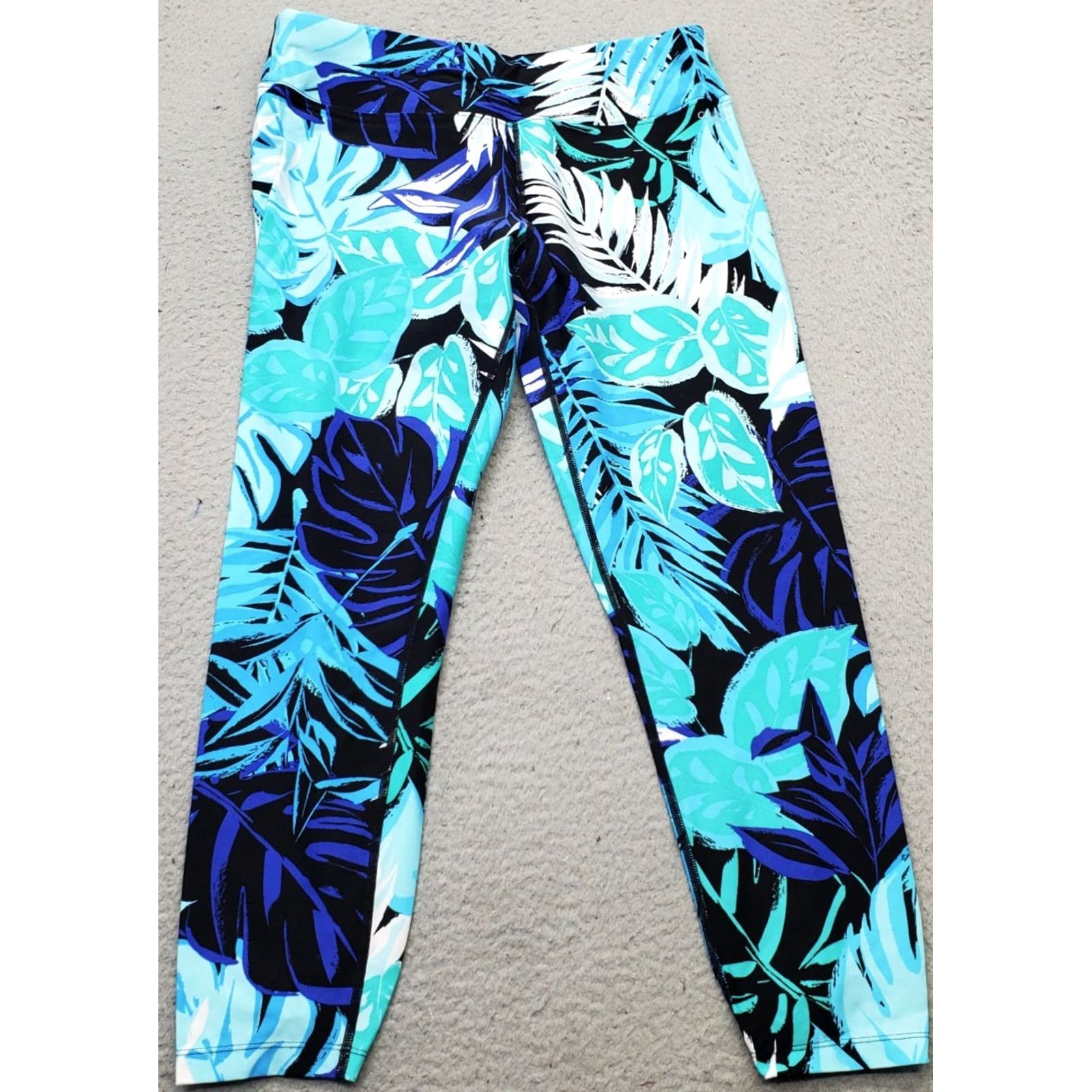 Calvin Klein Calvin Klein Cropped Leggings Womens L Multi Performance Tropical Print Pull On Size 36" / US 14 / IT 50 - 2 Thumbnail