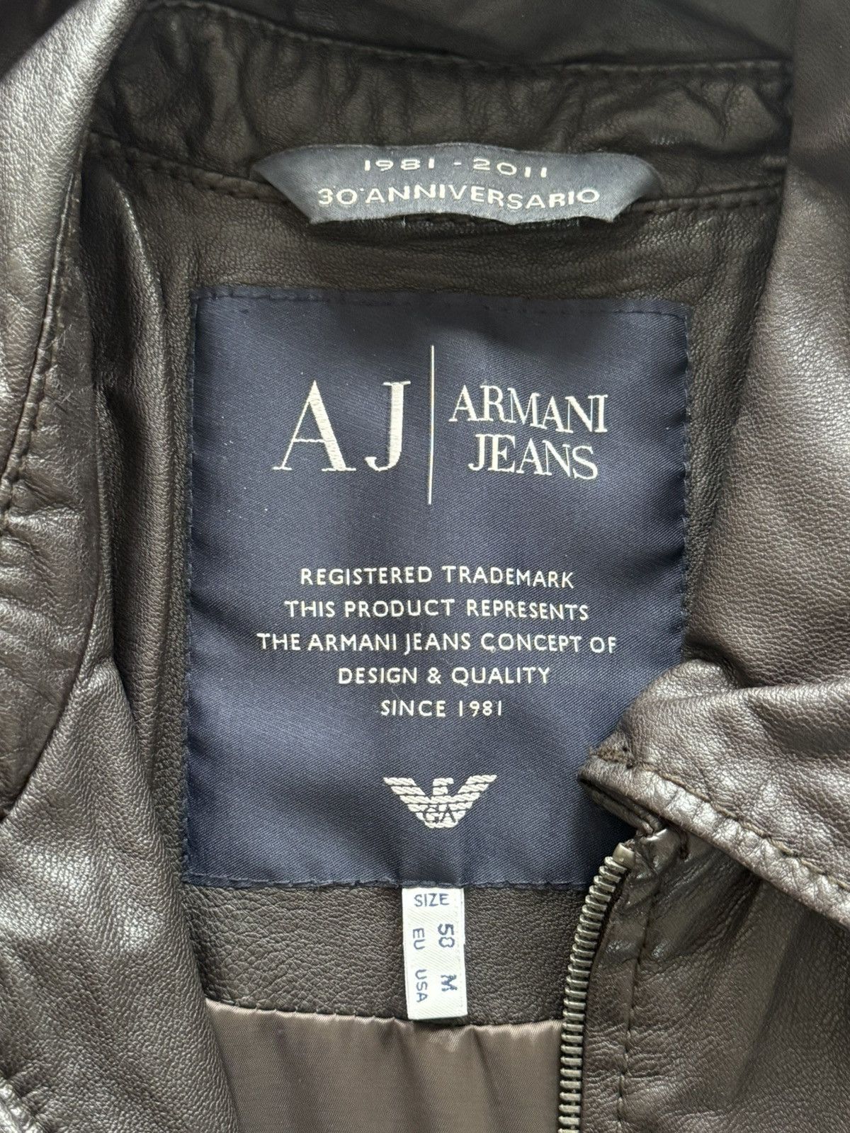 Other Armani Jeans Leather Blouson Jacket 100% Sheep Leather Zip Size US M / EU 48-50 / 2 - 15 Thumbnail