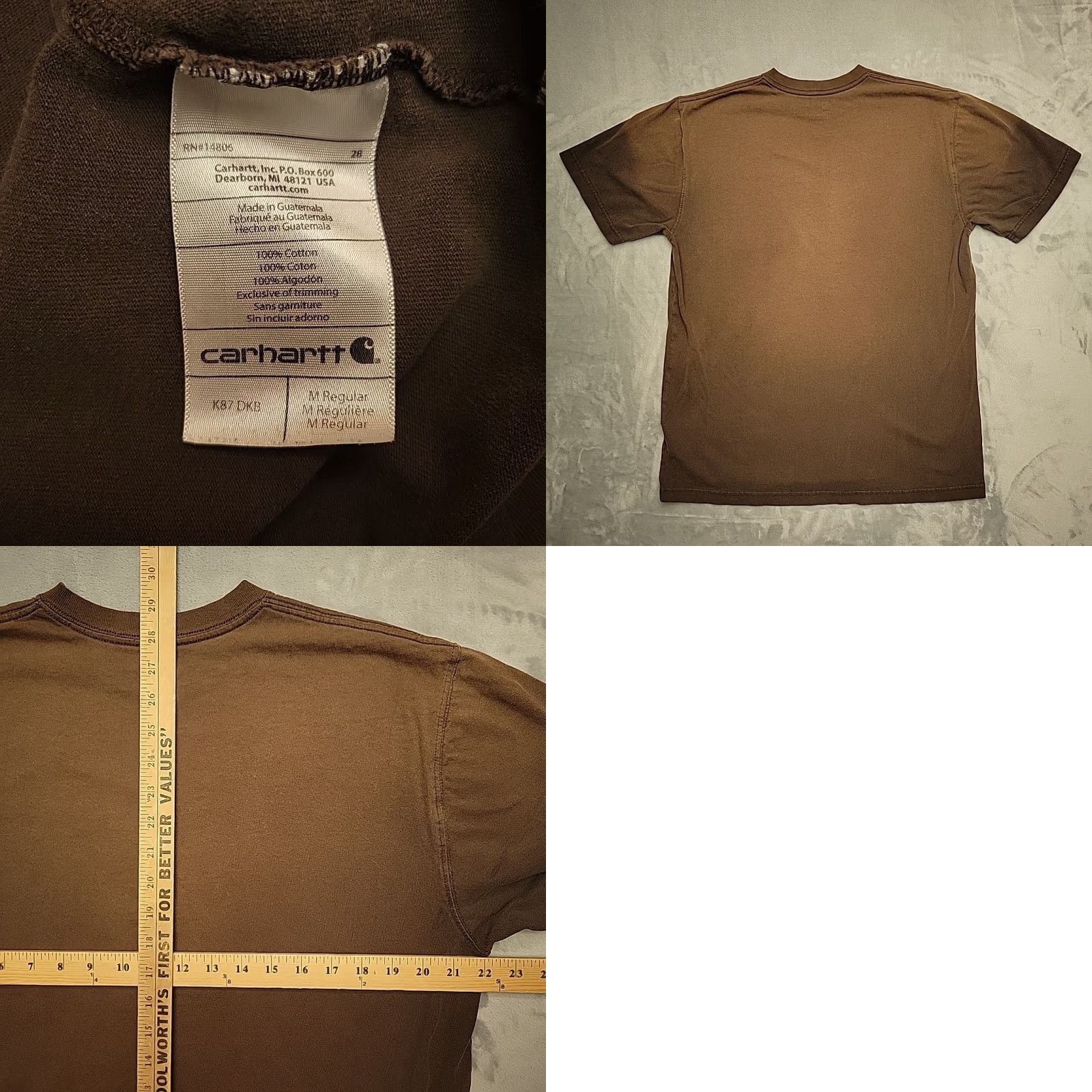 Carhartt VINTAGE Carhartt Shirt Mens M Dark Brown Original Fit Short Sleeve Crewneck Pocket T K87 Size US M / EU 48-50 / 2 - 8 Thumbnail