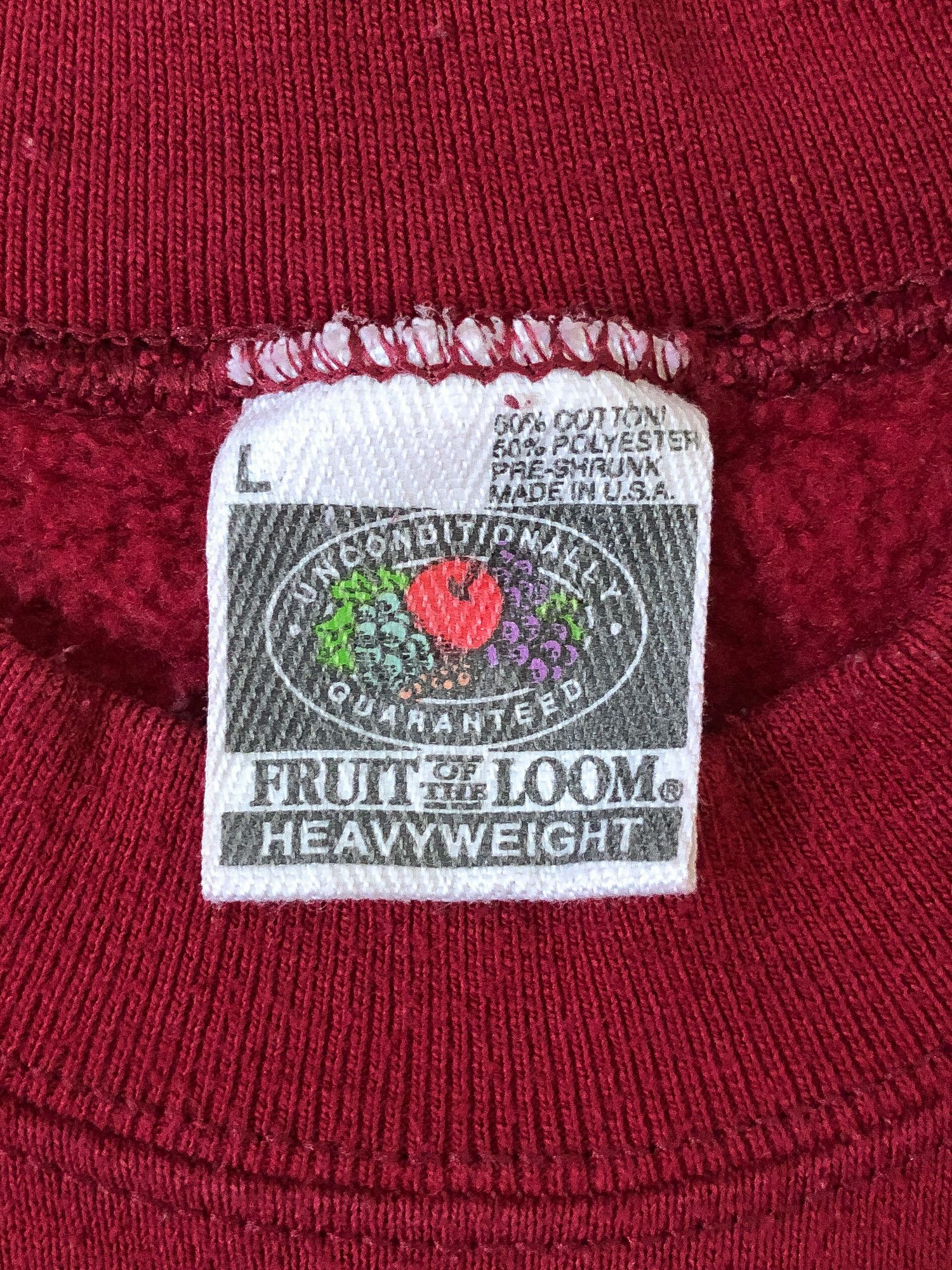 Fruit Of The Loom × Vintage 90s Boxy Maroon USA Made Sweatshirt Size US L / EU 52-54 / 3 - 2 Thumbnail