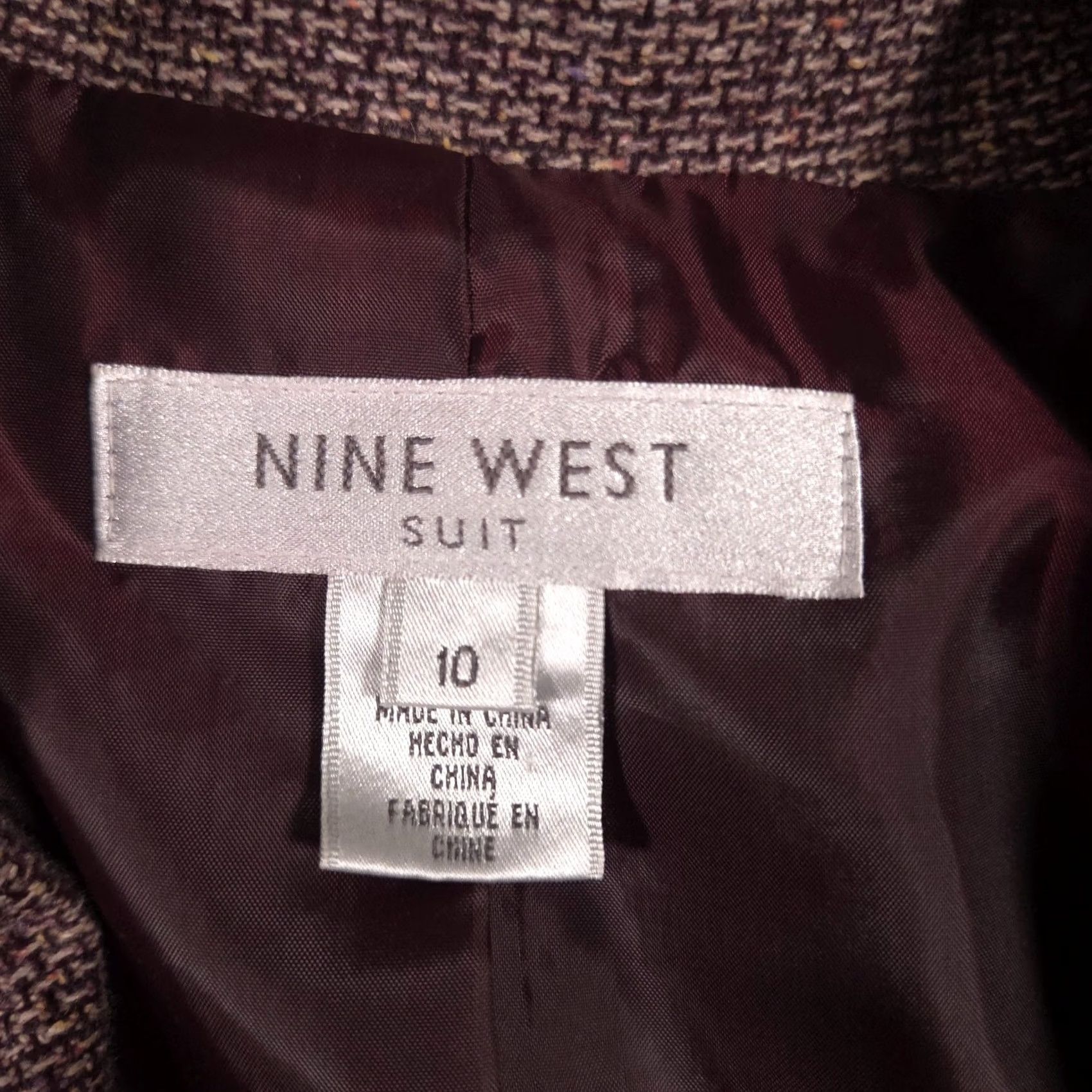 Nine West Nine West Blazer Womens 10 Brown Tweed Two Button Lined Suit Jacket Career Size L / US 10 / IT 46 - 7 Thumbnail