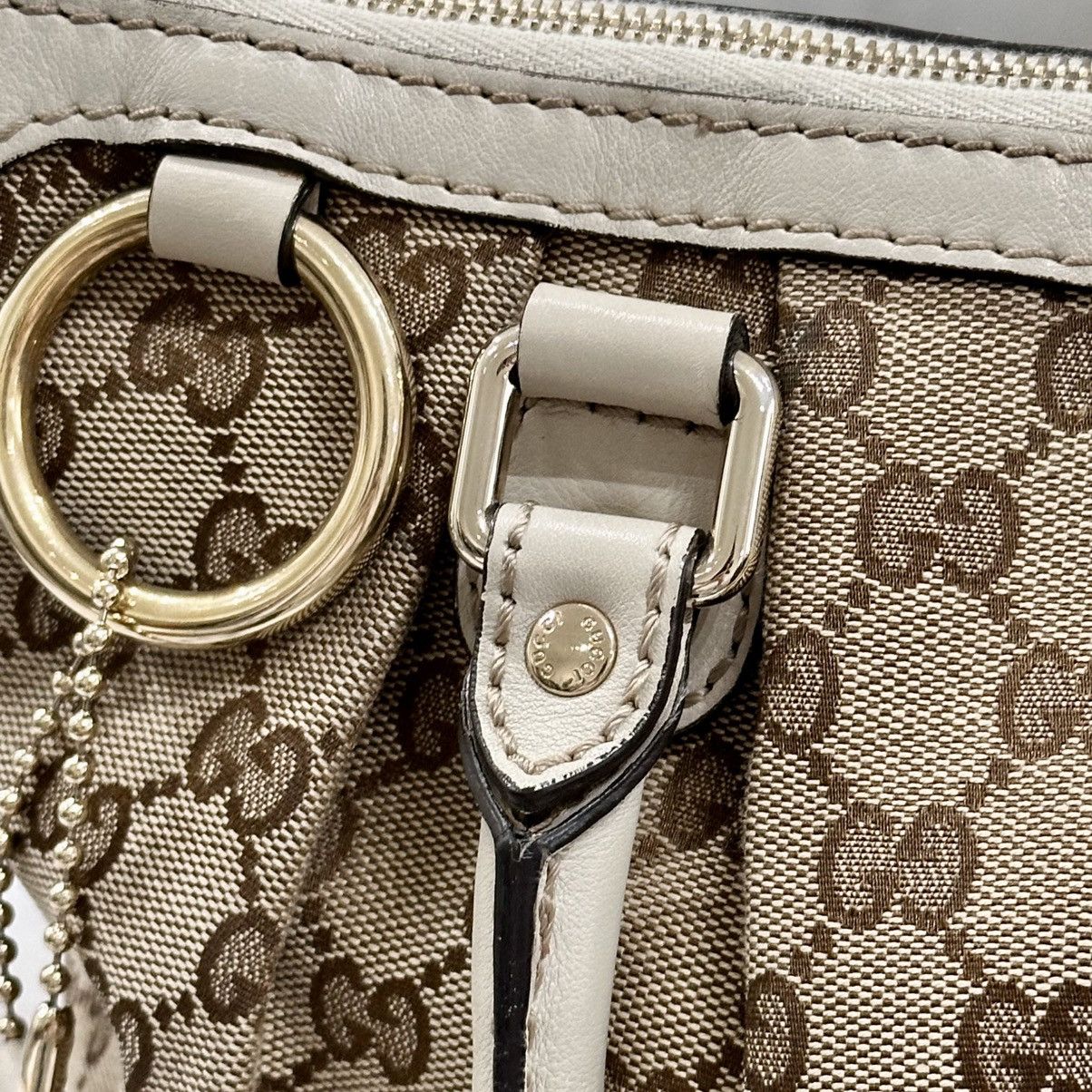 Gucci GUCCI CREME LEATHER GG CANVAS SUKEY BAG Size ONE SIZE - 7 Thumbnail