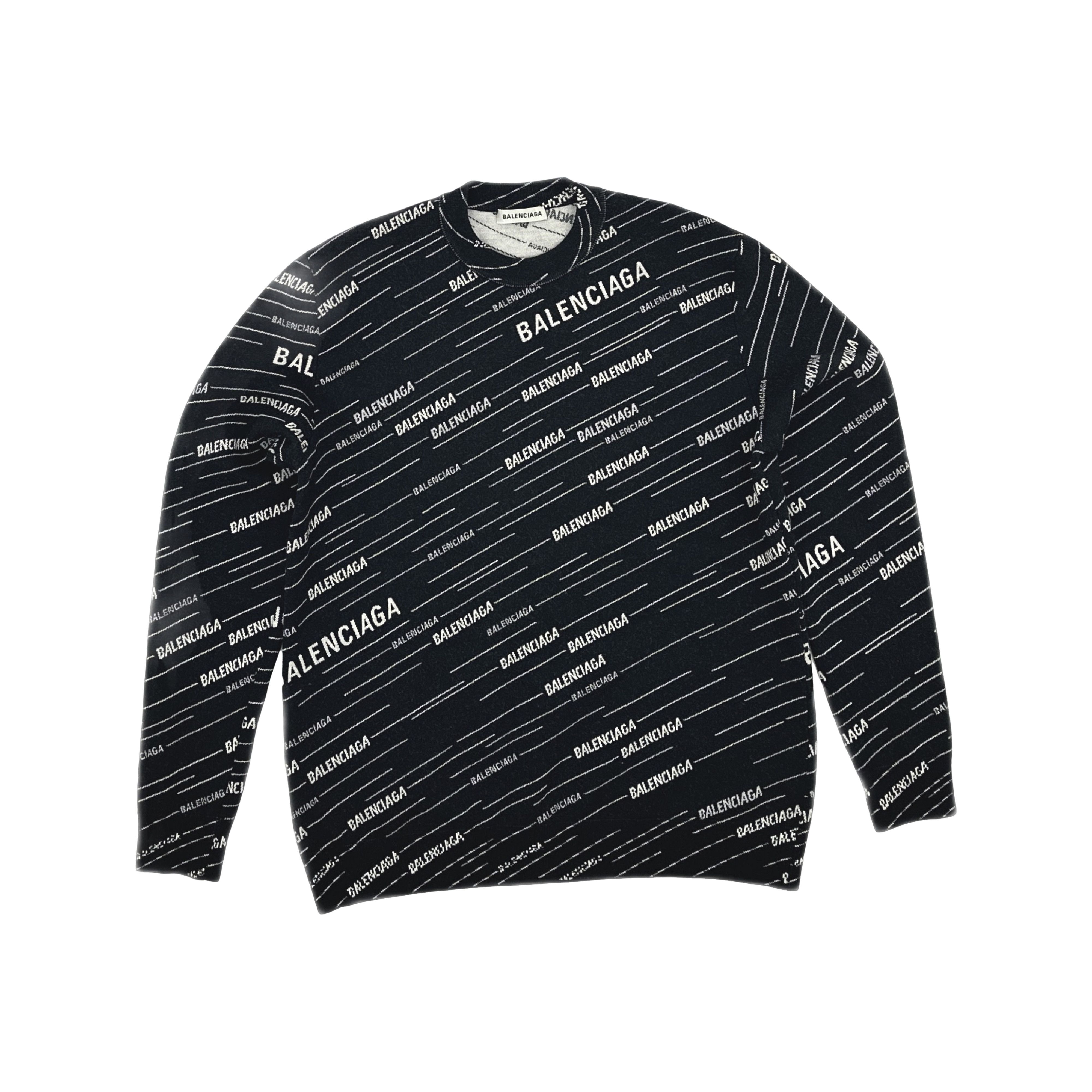 Balenciaga Balenciaga All-Over Logo Knit Sweater S Size US S / EU 44-46 / 1 - 1 Thumbnail