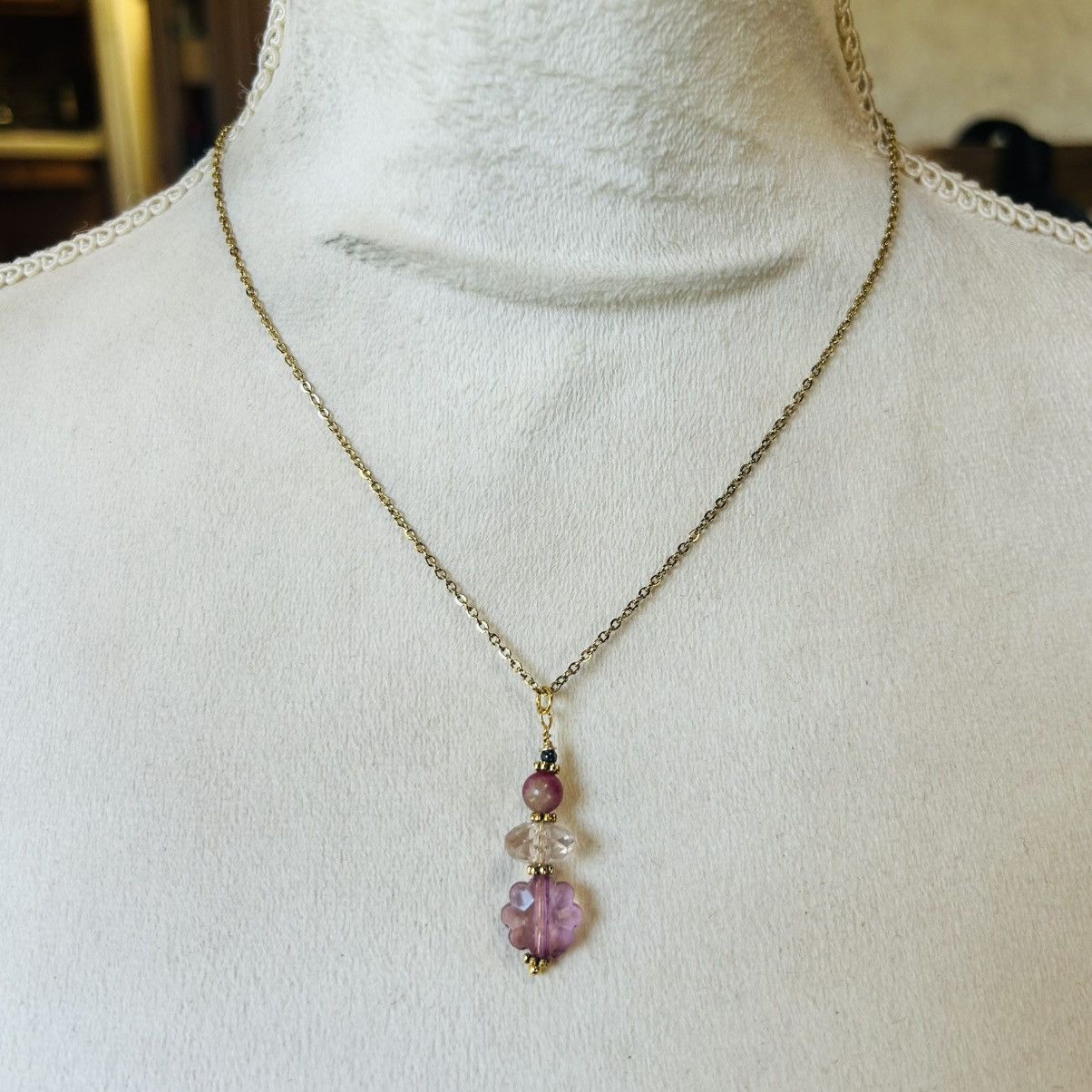Handmade Handcrafted floral glass crystal elbaite hematite set Size ONE SIZE - 5 Thumbnail