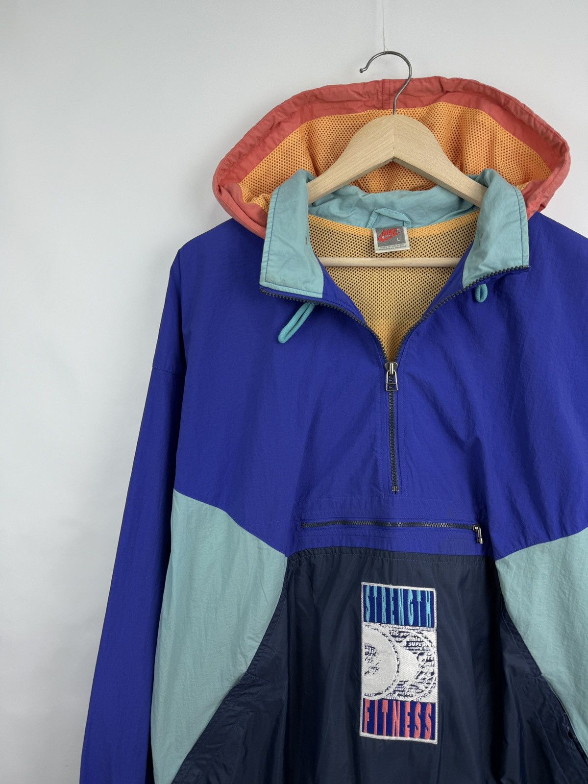 Nike × Vintage 🇺🇸Vintage 80s Nike Strength Fitness Archive Anorak Jacket Y2K Size US XL / EU 56 / 4 - 2 Thumbnail