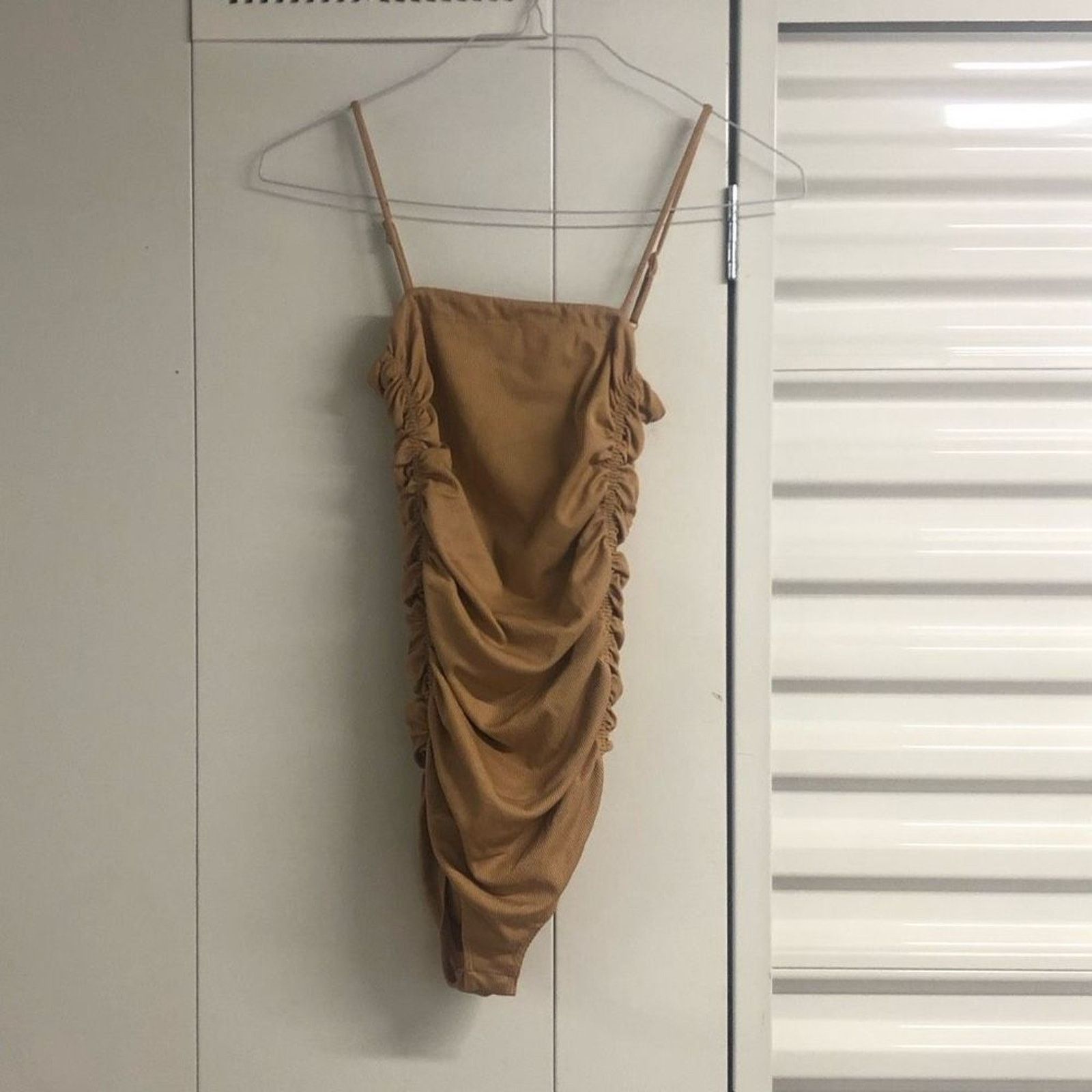 Free People Free People NWT On Your Side Bodysuit Ruched Tan, Size Small Size S / US 4 / IT 40 - 3 Thumbnail