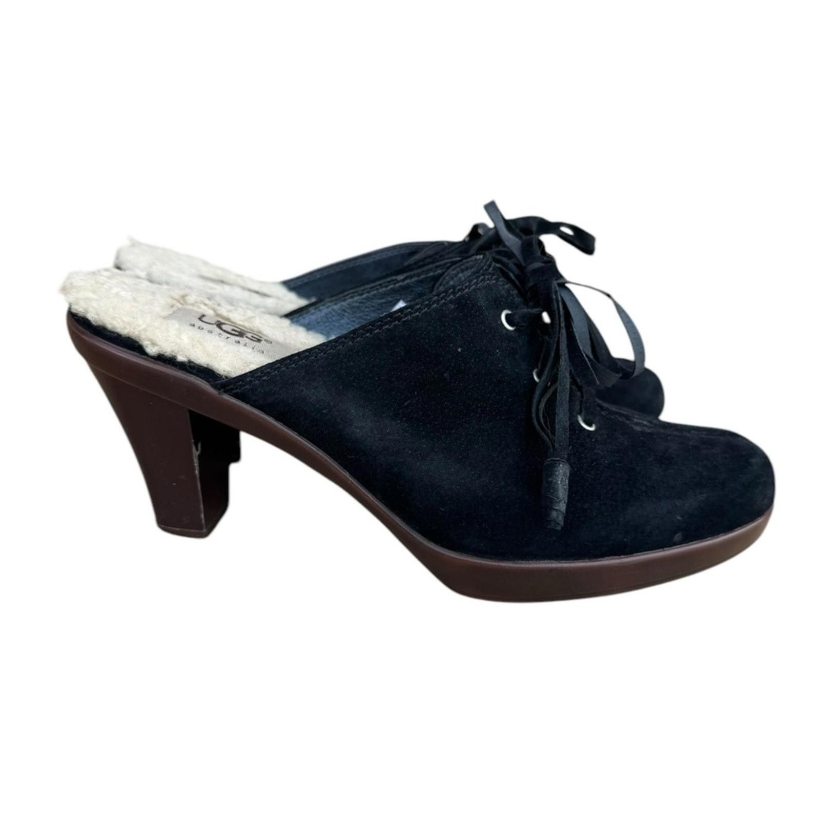Ugg UGG Black Suede Mules with Chunky Heel 7.5B Size US 7.5 / IT 37.5 - 1 Thumbnail