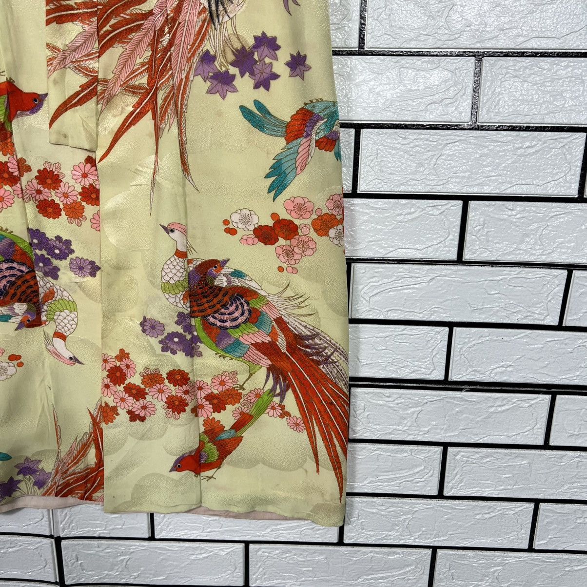 Japanese Brand Vintage Kimono Motif Design Phoenixes Florals #4152-C190 Size M / US 6-8 / IT 42-44 - 8 Thumbnail