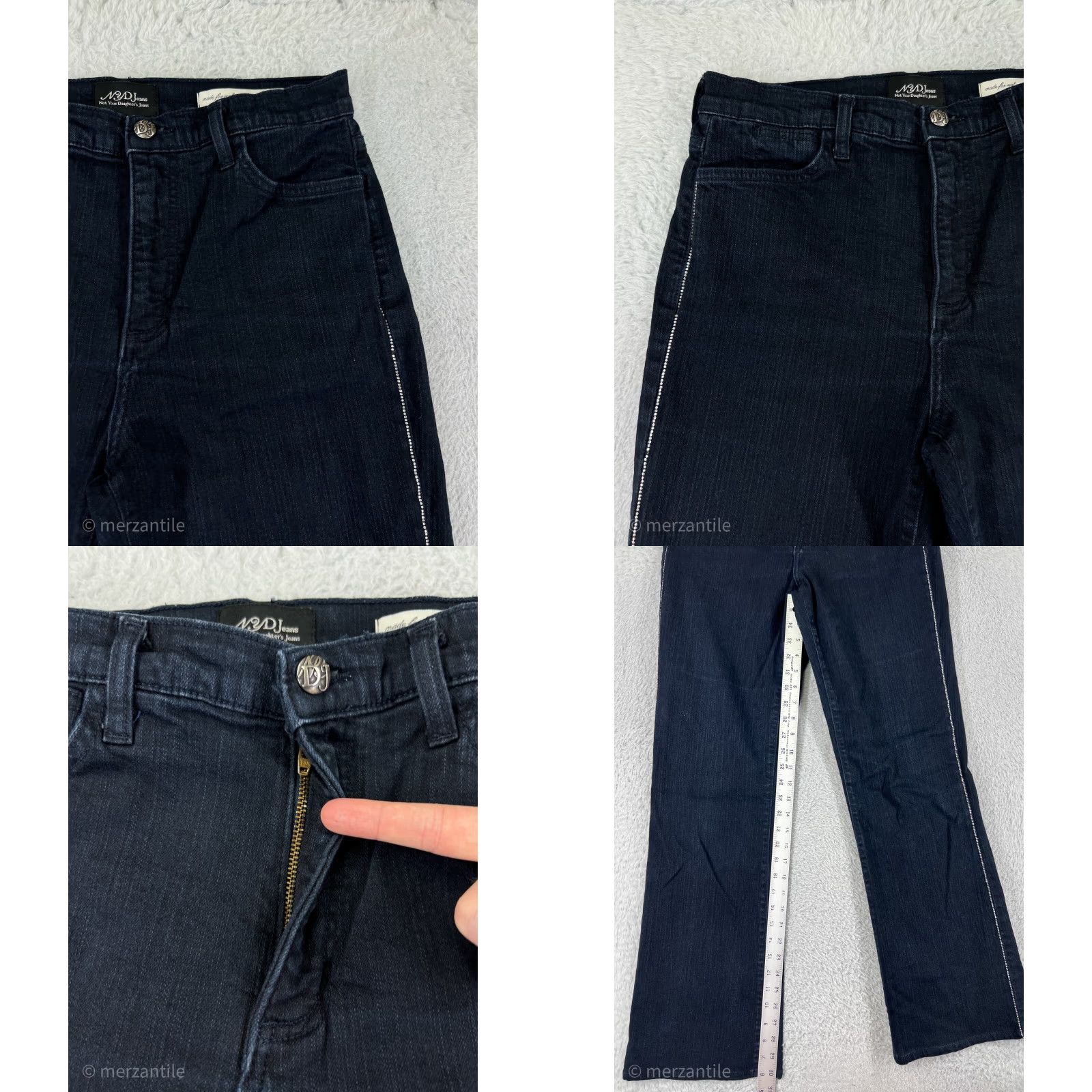 Denime Not Your Daughters Jeans Jeans Black Denim Bootcut 28x28 Womens 8 Regular Stretch Mid Rise 28in Inseam 28in Dark Wash 5-Pocket Design Zip Size 34" / US 12 / IT 48 - 8 Thumbnail
